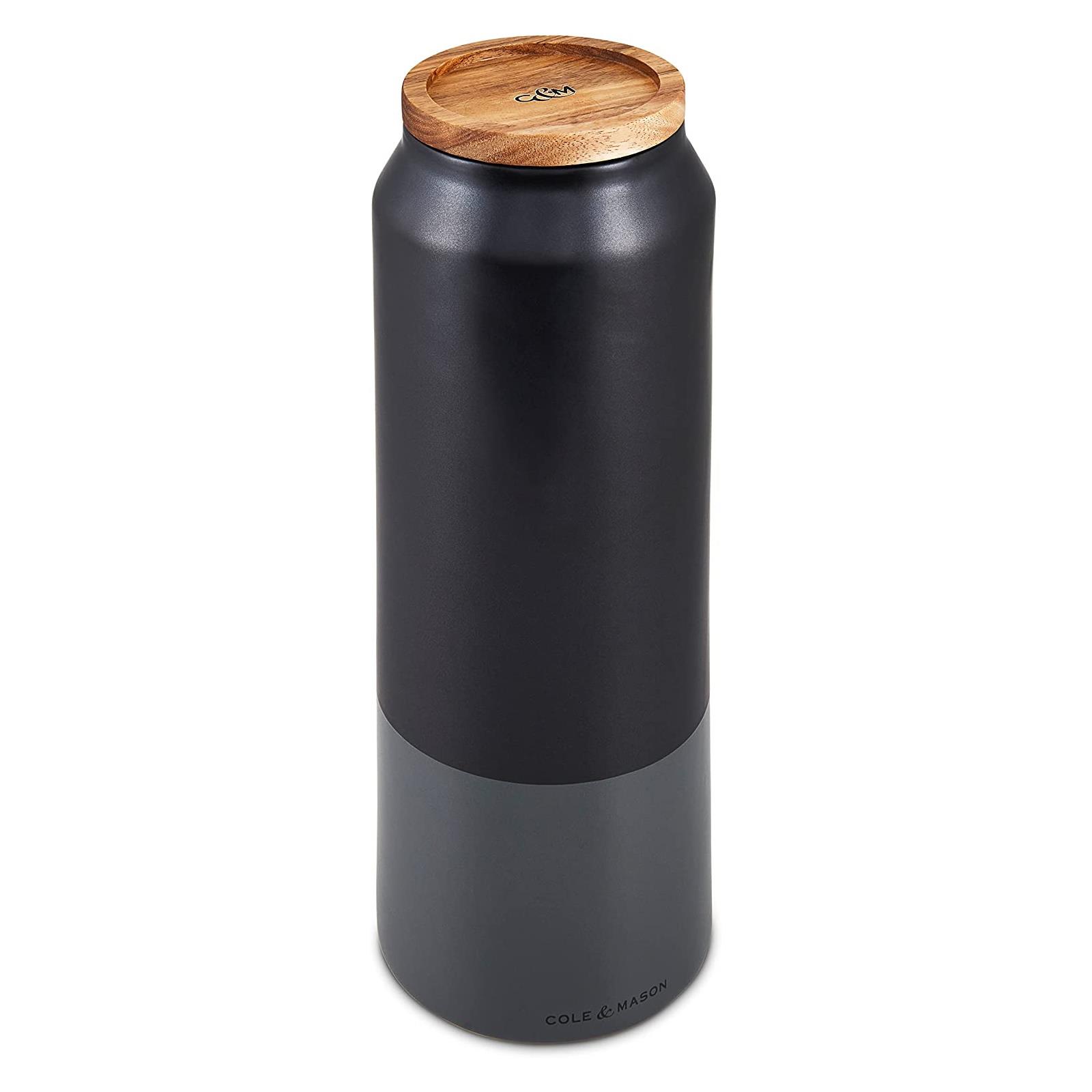 Tarro de almacenamiento de cocina de cerámica con tapa de madera bote té café azúcar recipiente negro - Imagen 5 de 5