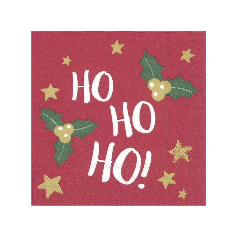 Paper Napkins Christmas Tableware Party Serviette Holly And Gold Star Design