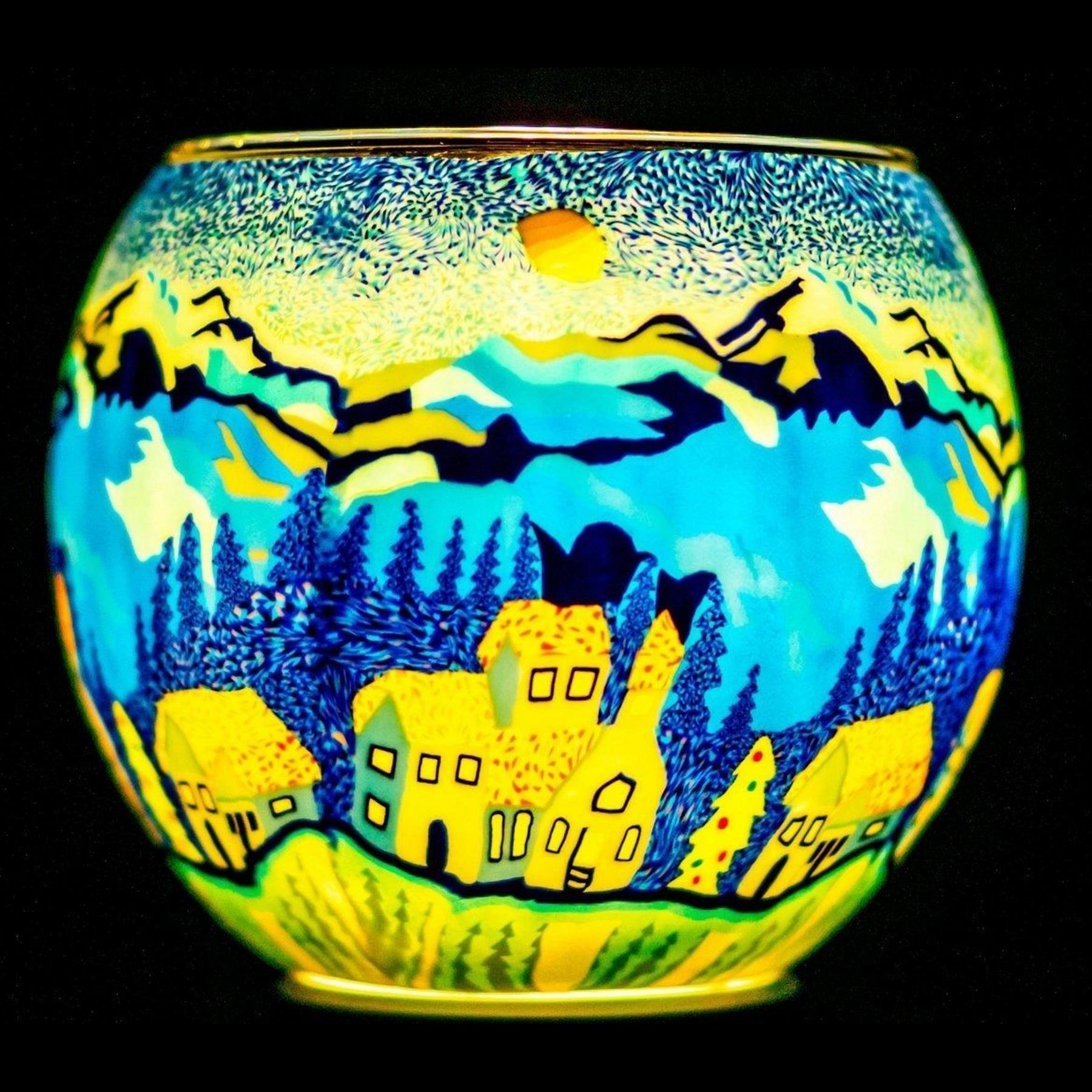 Milford Glas Teelicht Kerzenhalter Weihnachten Weihnachtsmann Nachtlichter Ornament - Bild 16 von 17