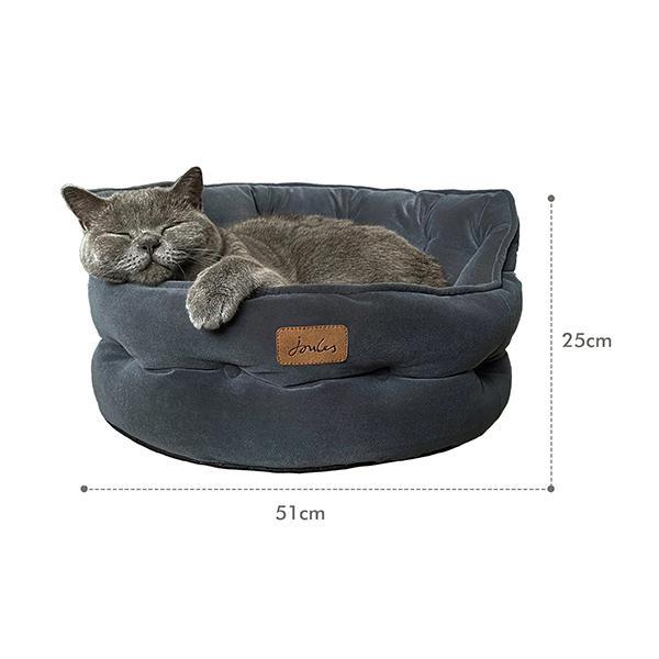 Dog Bed Joules Chesterfield Grey Soft Velvet Luxury Padded Sides 2 Sizes - Picture 13 of 13