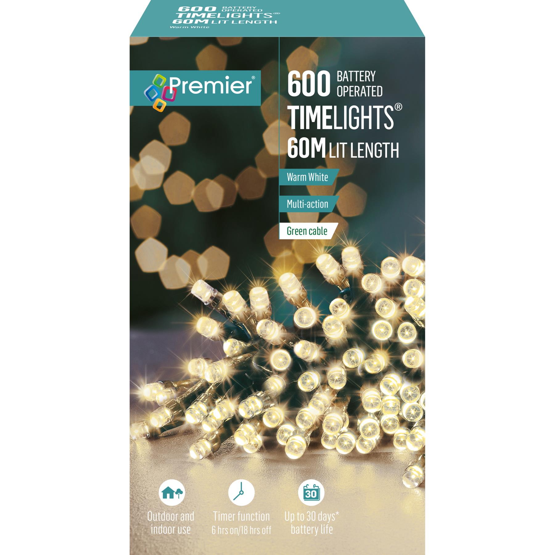 Cadena de luces de hadas de Navidad batería temporizador interior/exterior función 600 LED - Imagen 4 de 4
