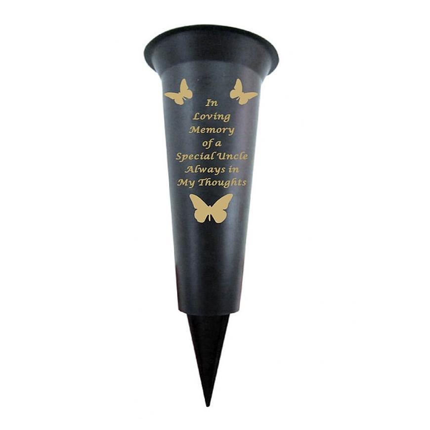 Grave Vases Flower Holder Cemetery Memorial Graveside Black with Spike - Picture 22 of 23