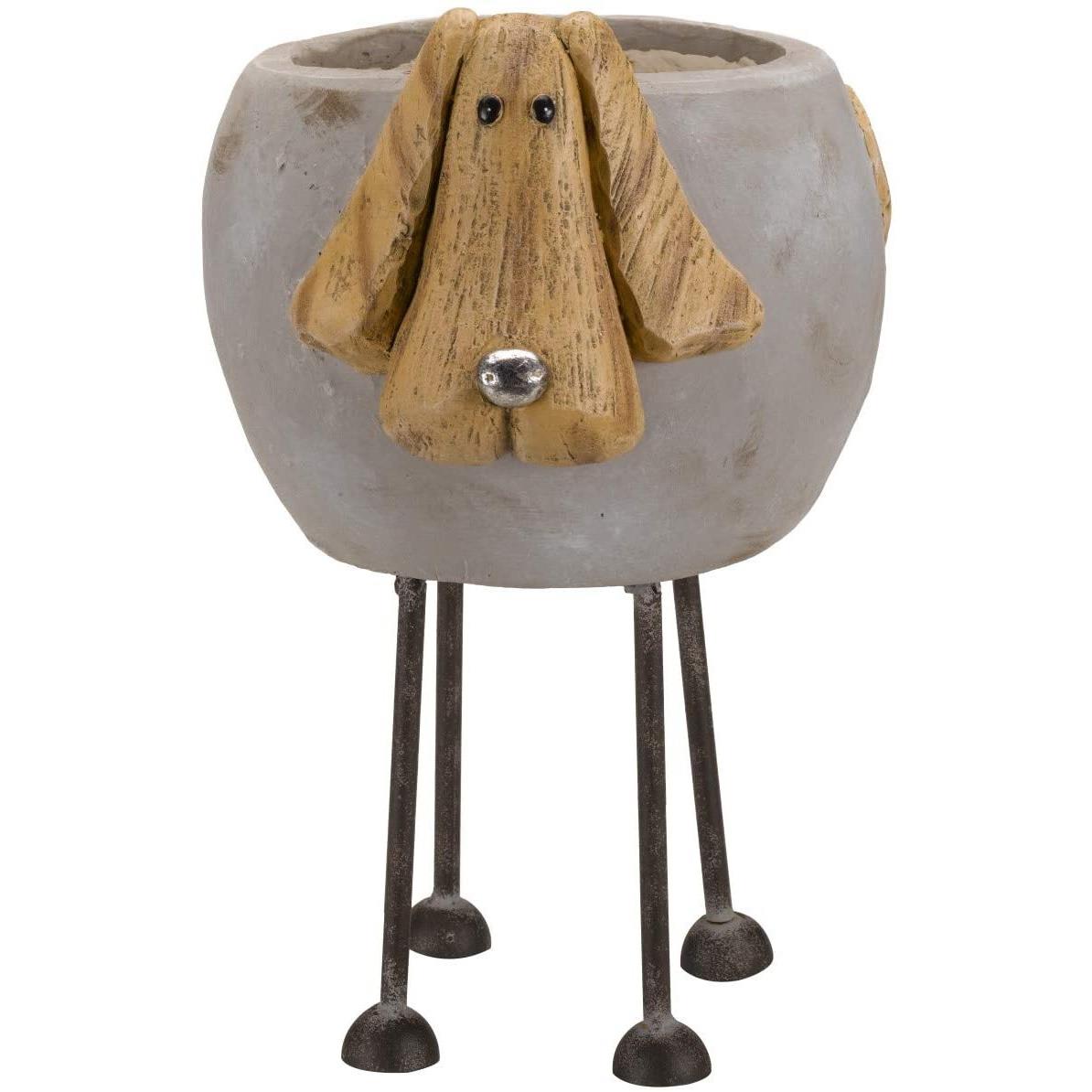 Smart Garden Indoor/Outdoor Use Decorative Dog Design Woodstone Flower Planter eBay