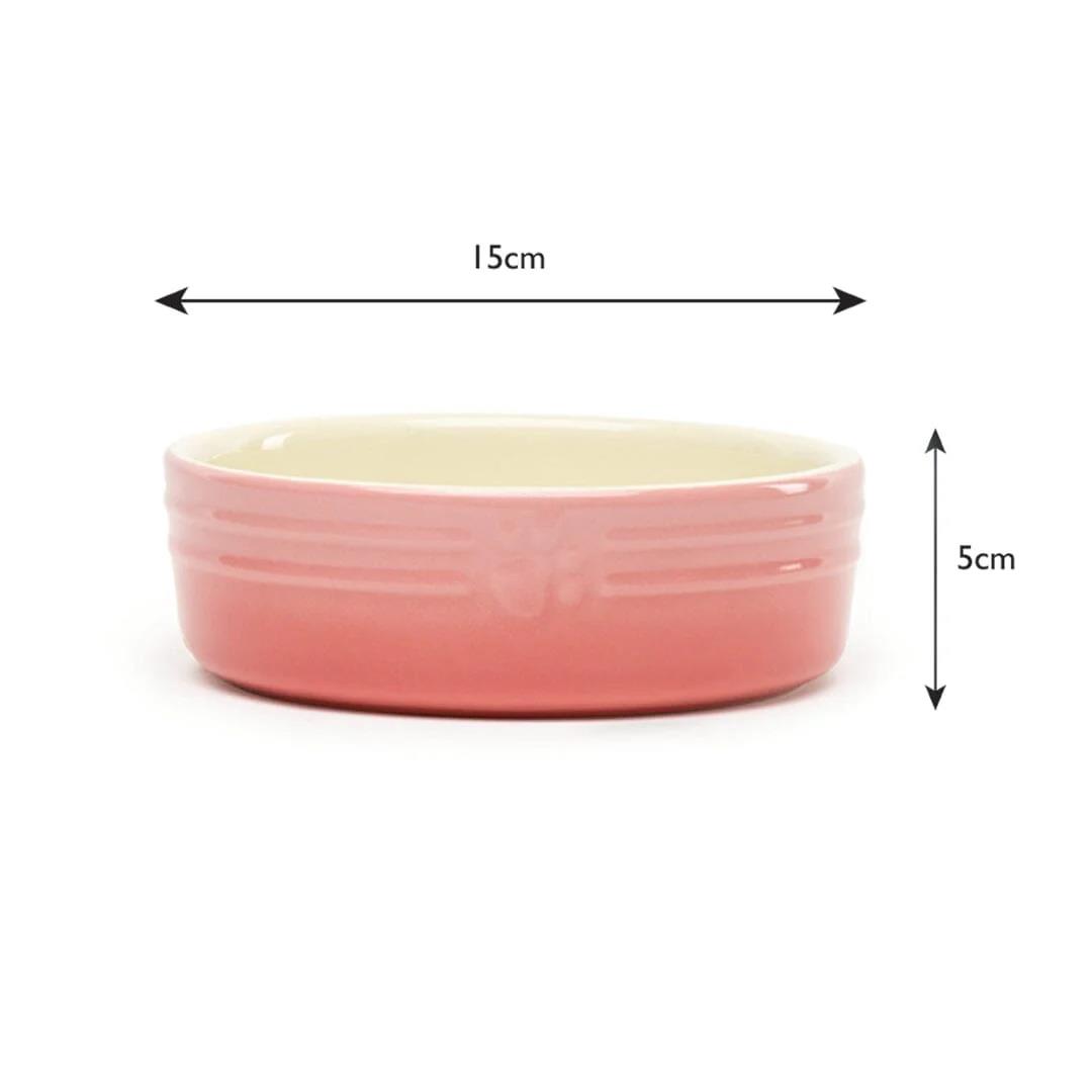 Hund Katze Futternapf Haustier alle Rassen Größen Wasser Untertasse Keramik elegant ombre rosa - Bild 7 von 15
