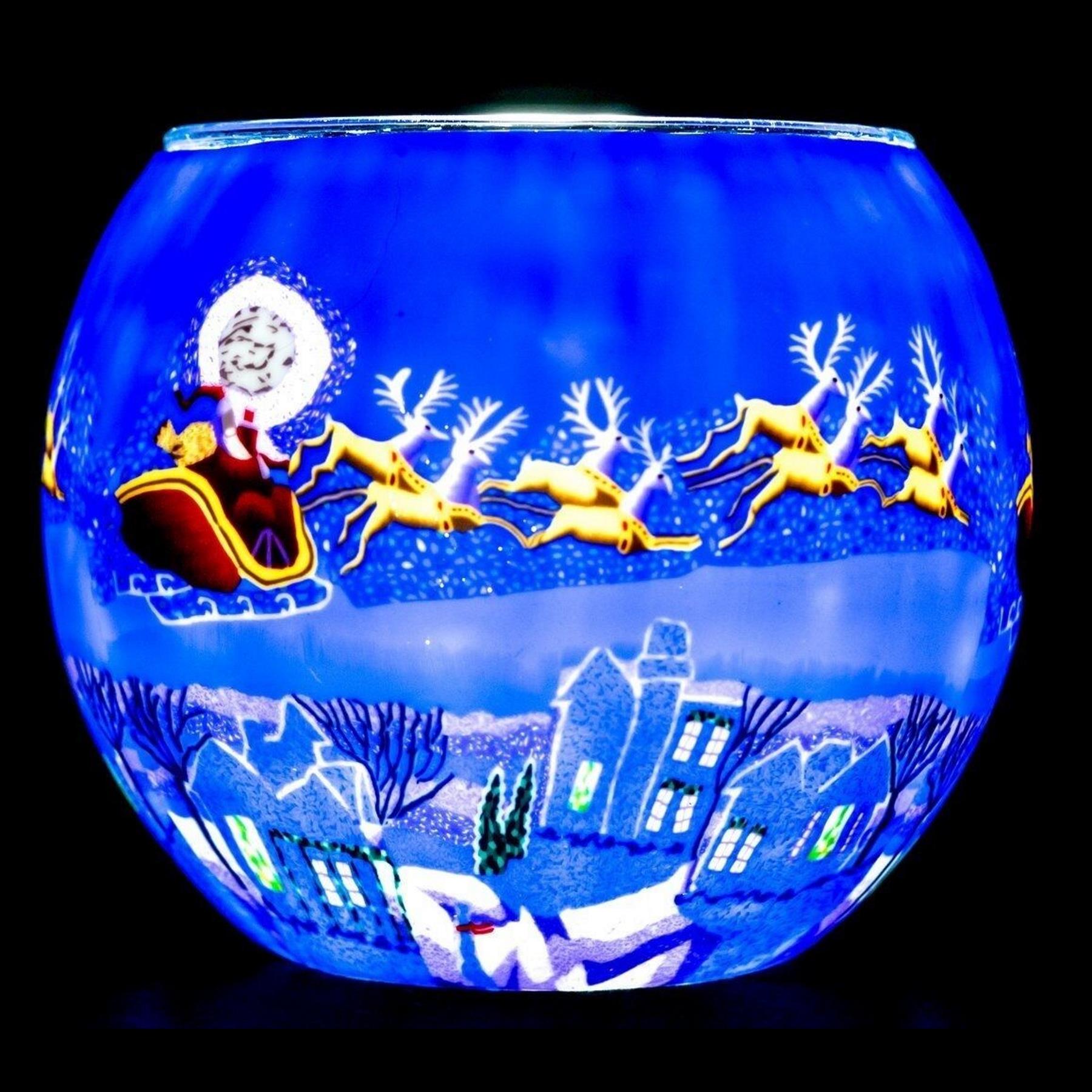 Milford Glas Teelicht Kerzenhalter Weihnachten Weihnachtsmann Nachtlichter Ornament - Bild 9 von 17