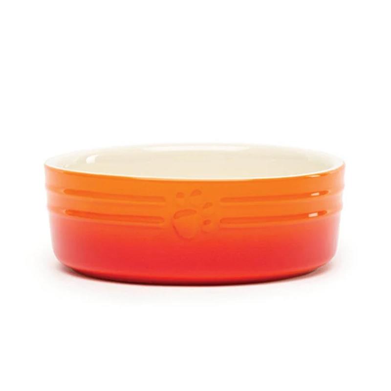Hund Katze Futternapf Haustier alle Rassen Größen Wasser Untertasse Keramik elegant ombre orange - Bild 4 von 14