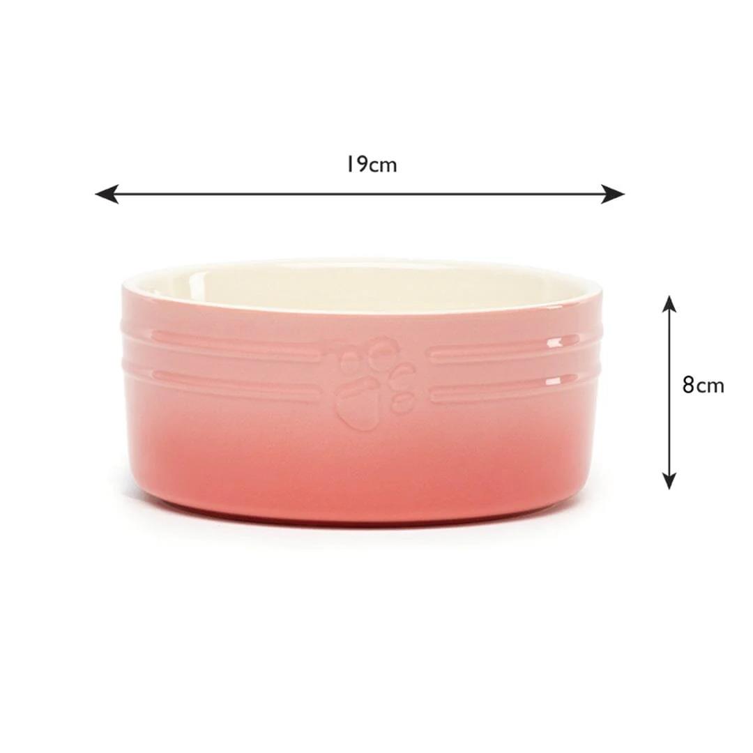 Hund Katze Futternapf Haustier alle Rassen Größen Wasser Untertasse Keramik elegant ombre rosa - Bild 10 von 15