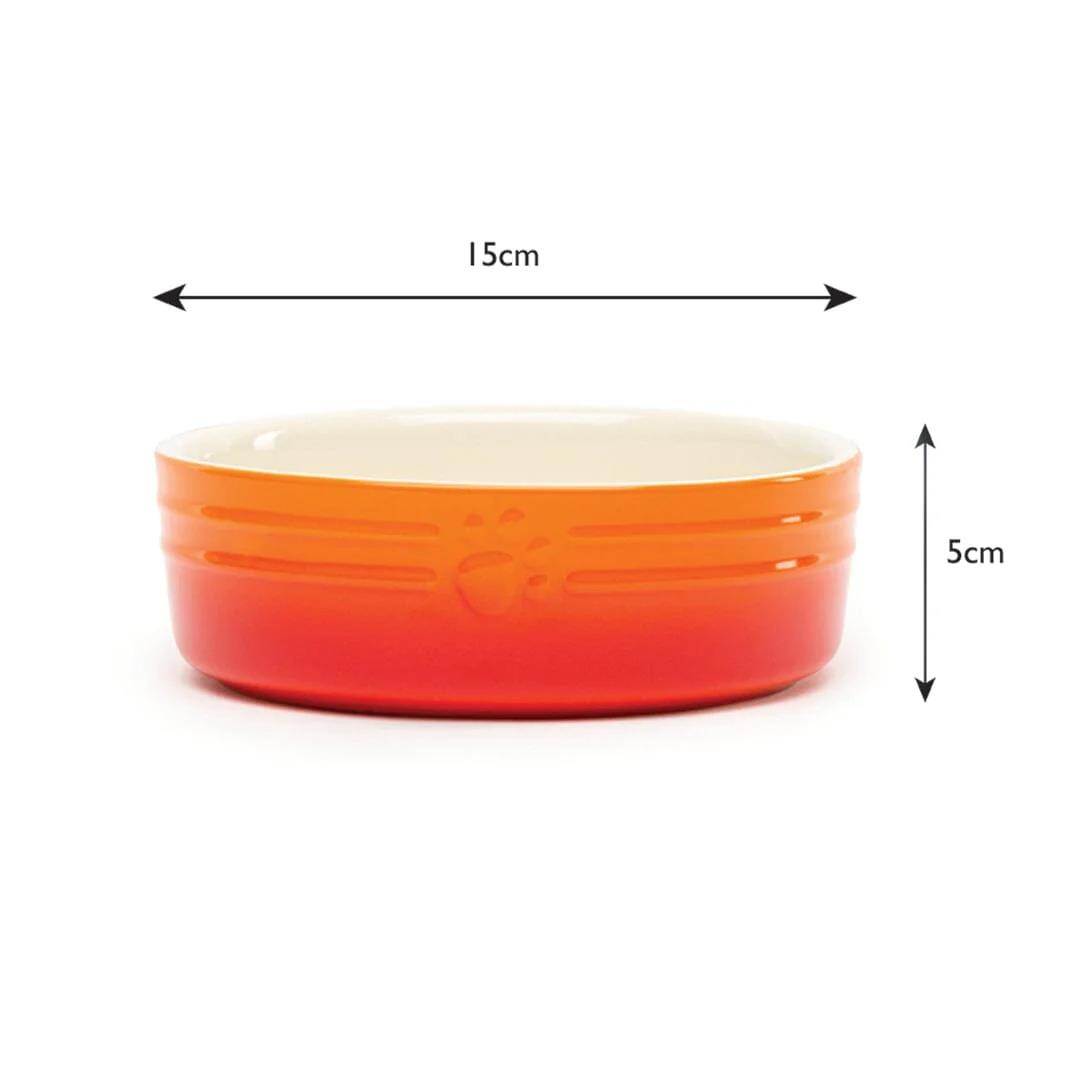 Hund Katze Futternapf Haustier alle Rassen Größen Wasser Untertasse Keramik elegant ombre orange - Bild 8 von 14