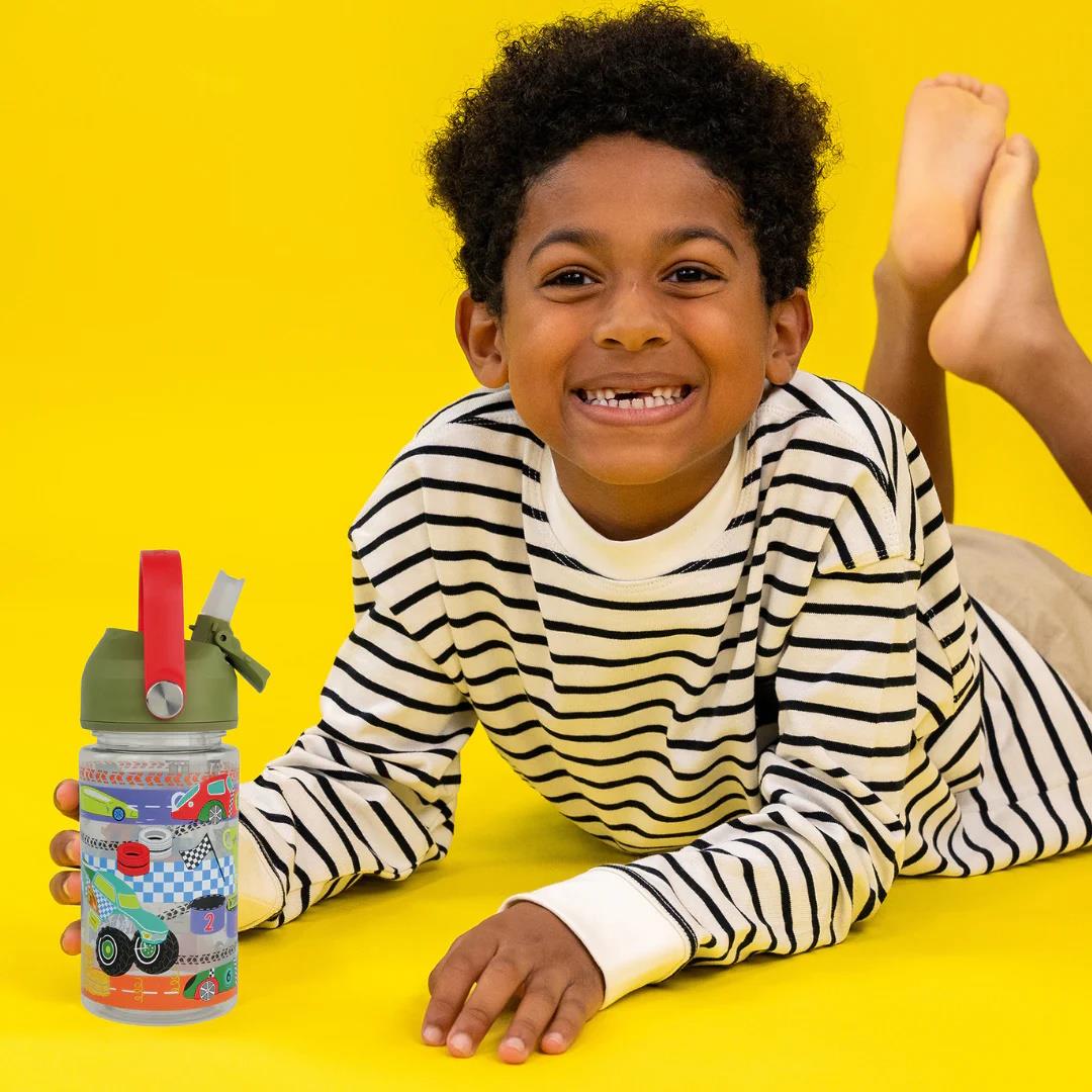 Kinder Trinkflasche Strohhalm 450ml Tritan Jungen wiederverwendbar Mädchen Griff Zahnseide & Rock - Bild 4 von 32