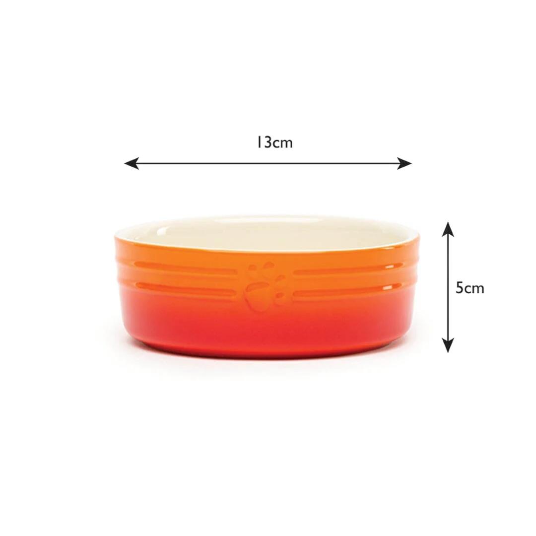 Hund Katze Futternapf Haustier alle Rassen Größen Wasser Untertasse Keramik elegant ombre orange - Bild 5 von 14