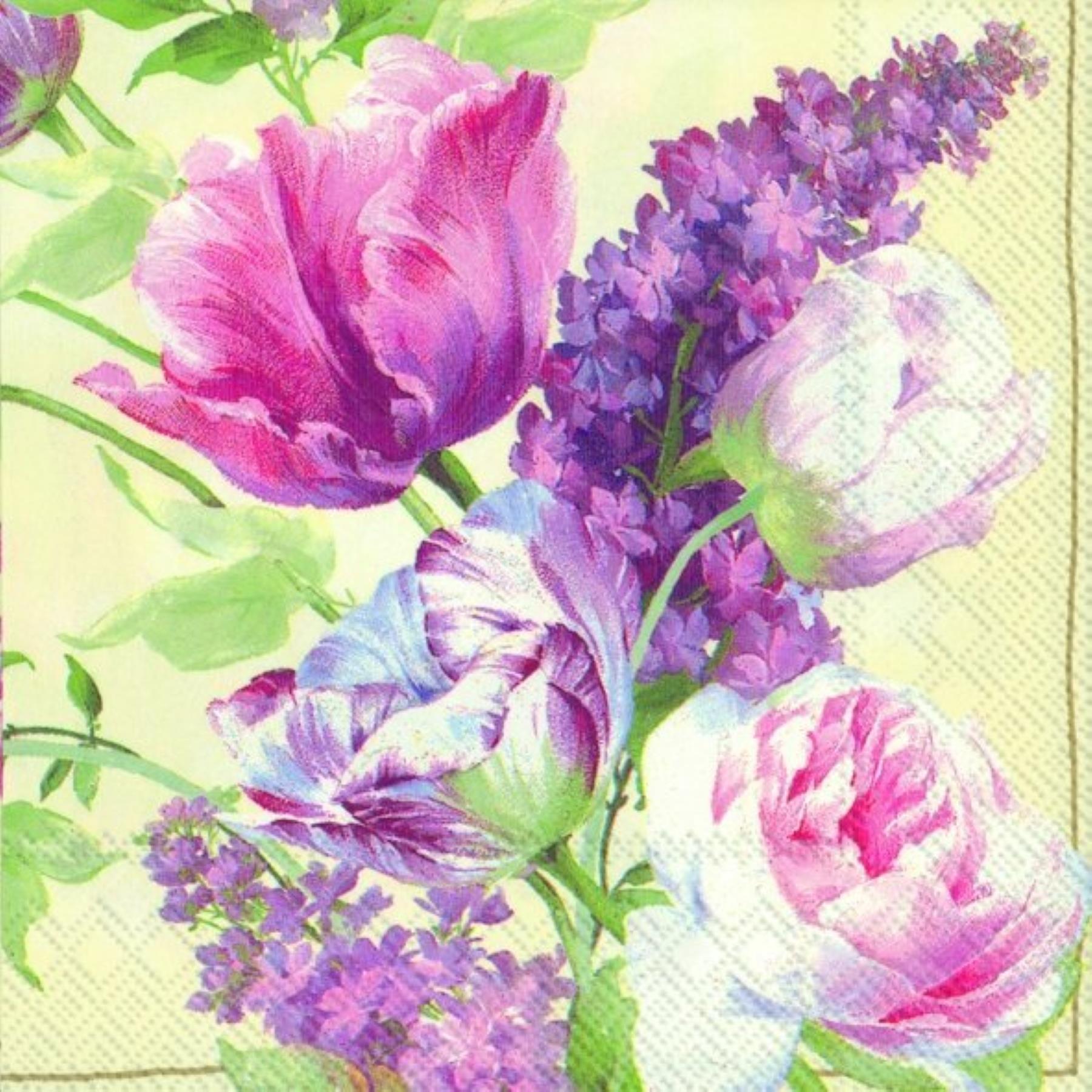 Elizabethan Garden Cream Floral Paper Napkins Lunch Cocktail Tissue Serviettes