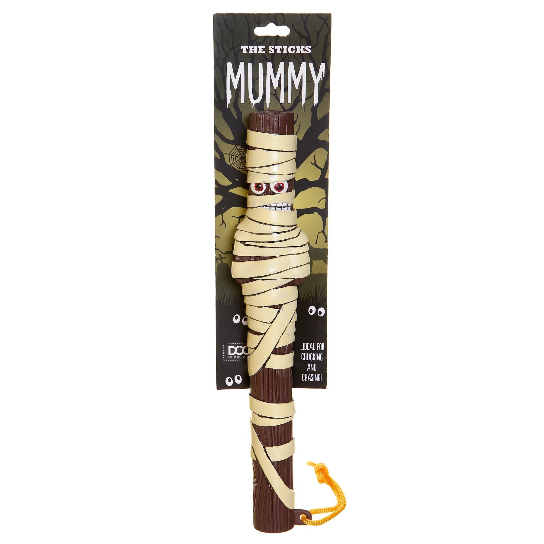 Dog Throwing Stick Toy Spooky Halloween Mummy Fetch Chase Floats Handle Rubber