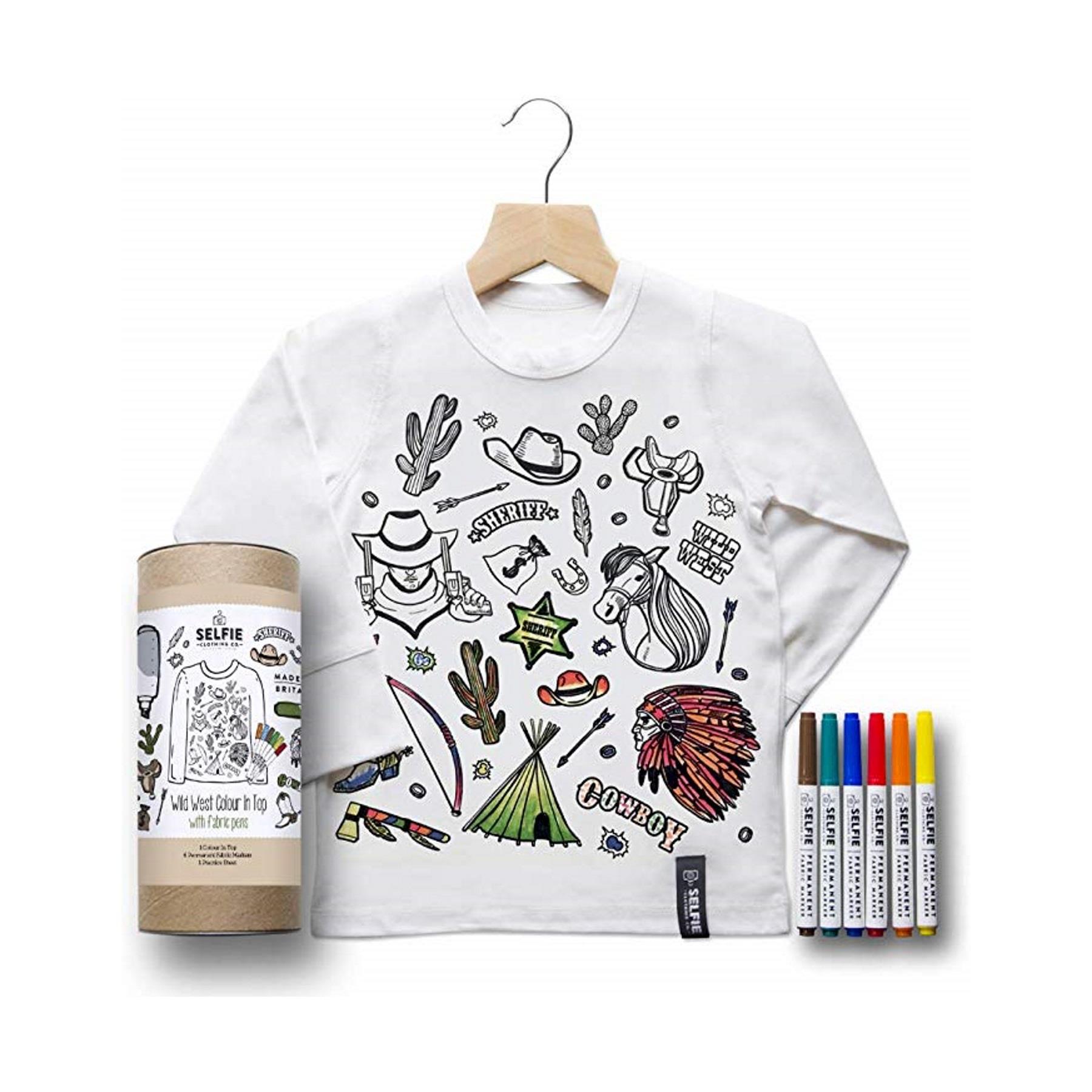 Wild West Colour In Top With Fabric Pens Cowboy Kids Boys Arts & Crafts Gift - Imagen 4 de 6