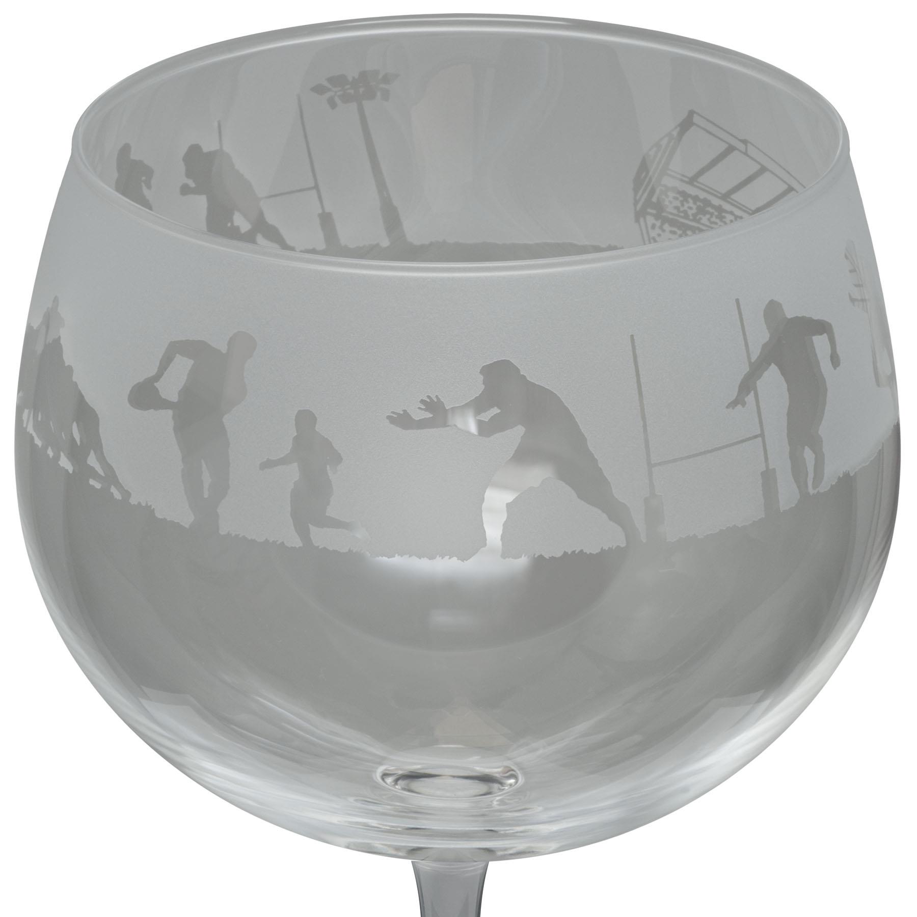 Animo Glass Rugby Engraved Gin Balloon Large Copa Glass Glassware Gift