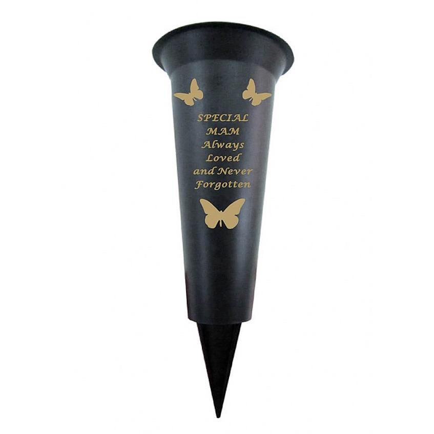 Grave Vases Flower Holder Cemetery Memorial Graveside Black with Spike - Picture 14 of 23