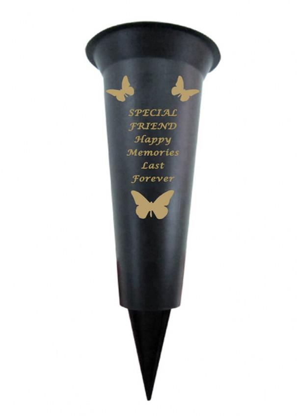 Grave Vases Flower Holder Cemetery Memorial Graveside Black with Spike - Picture 7 of 23