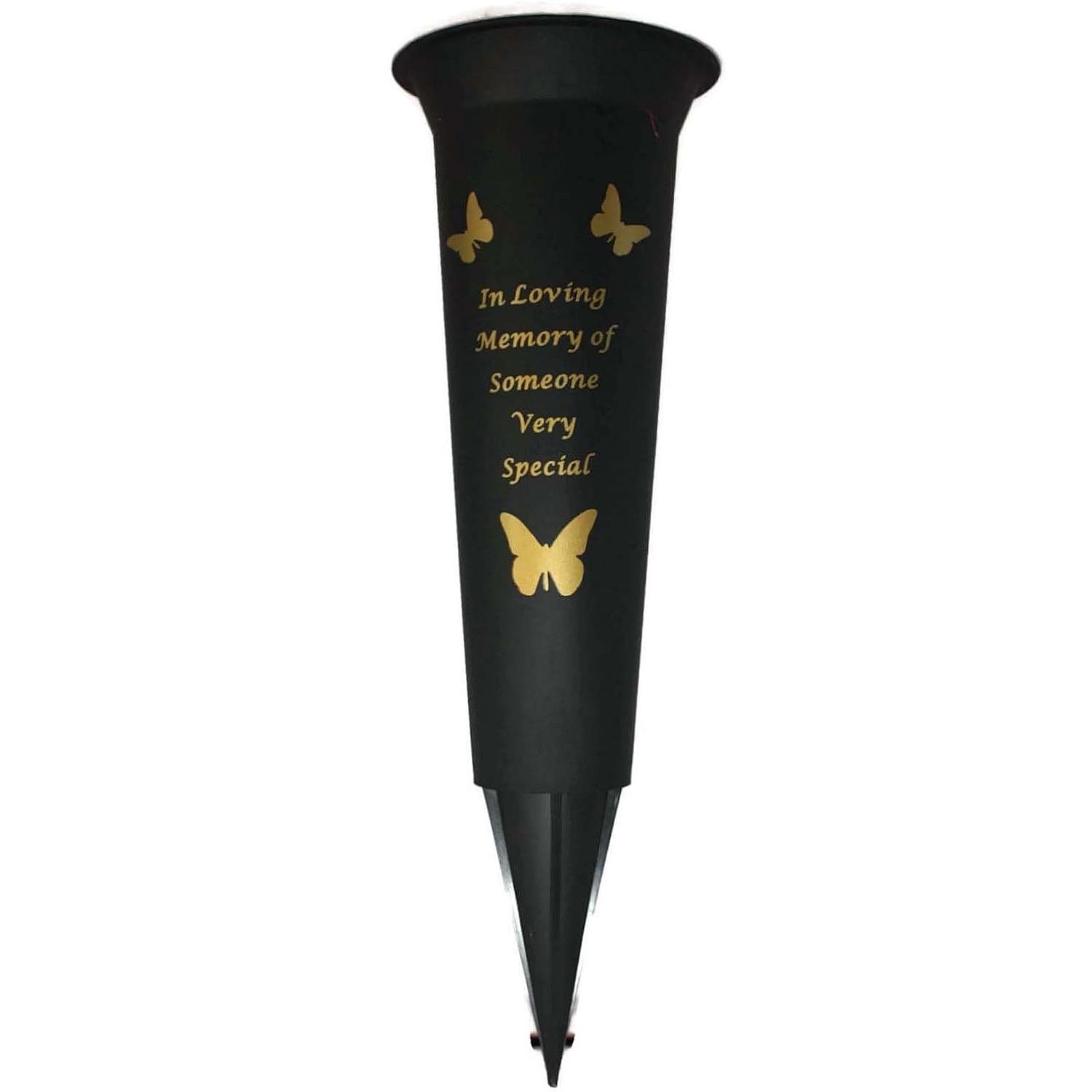 Grave Vases Flower Holder Cemetery Memorial Graveside Black with Spike - Picture 13 of 23