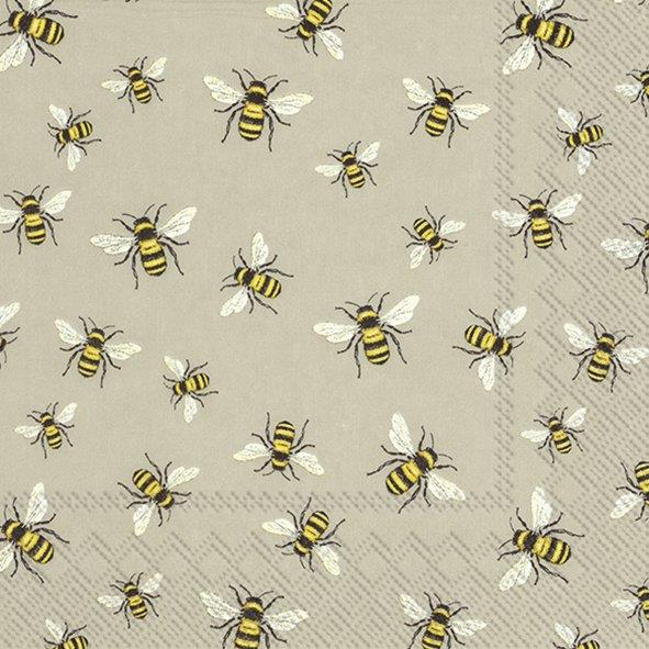 Premium Paper Napkins Lovely Bees Linen Lunch Cocktail 3-Ply BBQ Serviettes