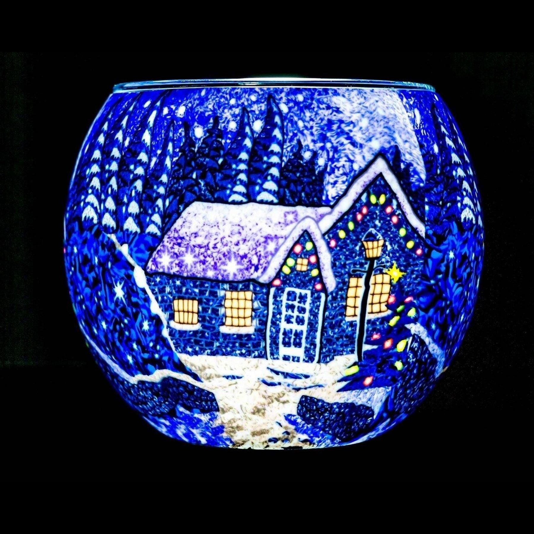 Milford Glas Teelicht Kerzenhalter Weihnachten Weihnachtsmann Nachtlichter Ornament - Bild 17 von 17