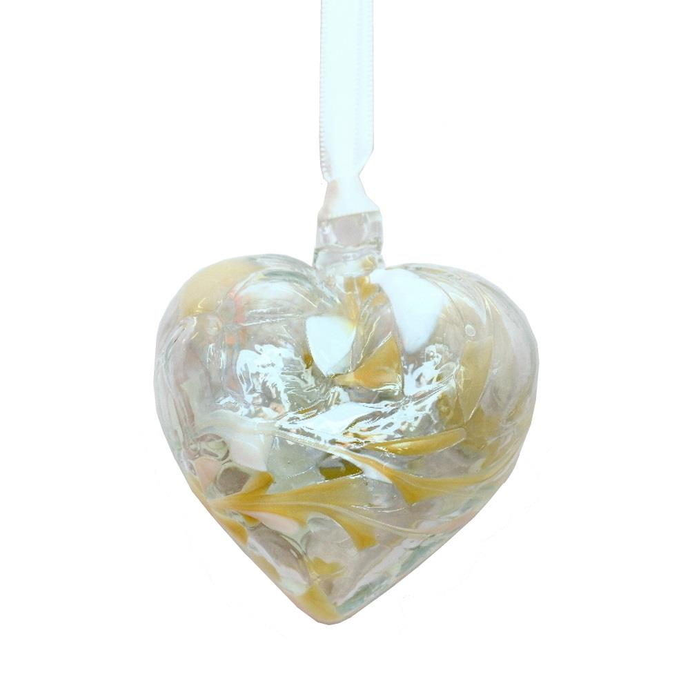 Milford Collection Birthstone Hand Made Hanging Ribbon Glass Heart July Ruby