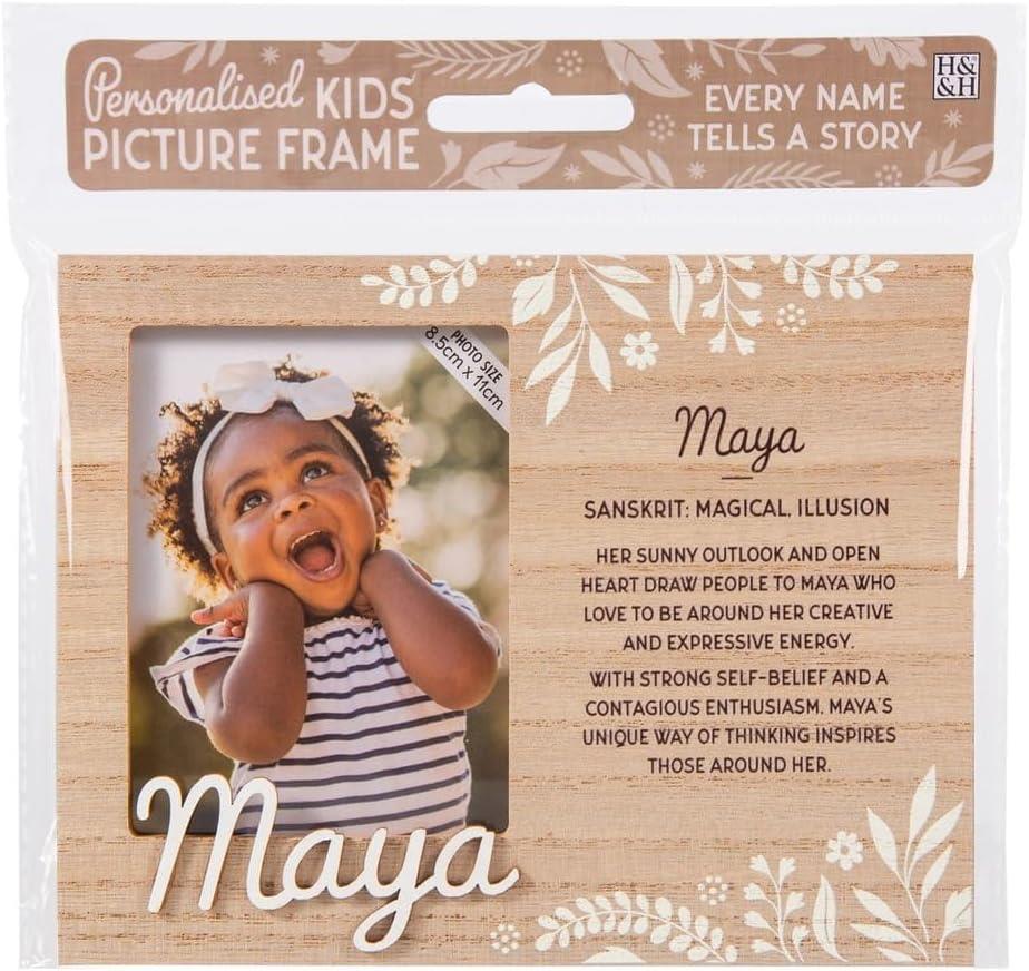 Wooden Picture Frame Personalised Kids Unique Gift Rustic Poems Girls Names A-Z - Picture 71 of 97