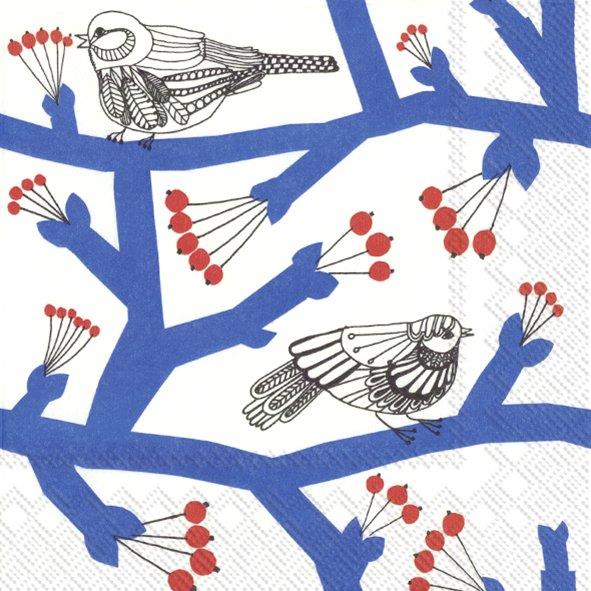 Marimekko Paper Napkins Pakkanen Blue Birds Lunch Cocktail BBQ Party Serviettes