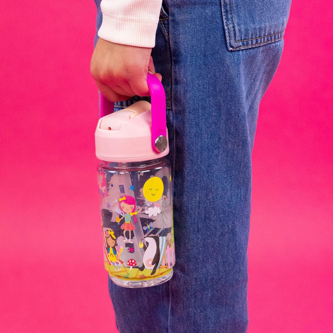 Kinder Trinkflasche Strohhalm 450ml Tritan Jungen wiederverwendbar Mädchen Griff Zahnseide & Rock - Bild 29 von 32