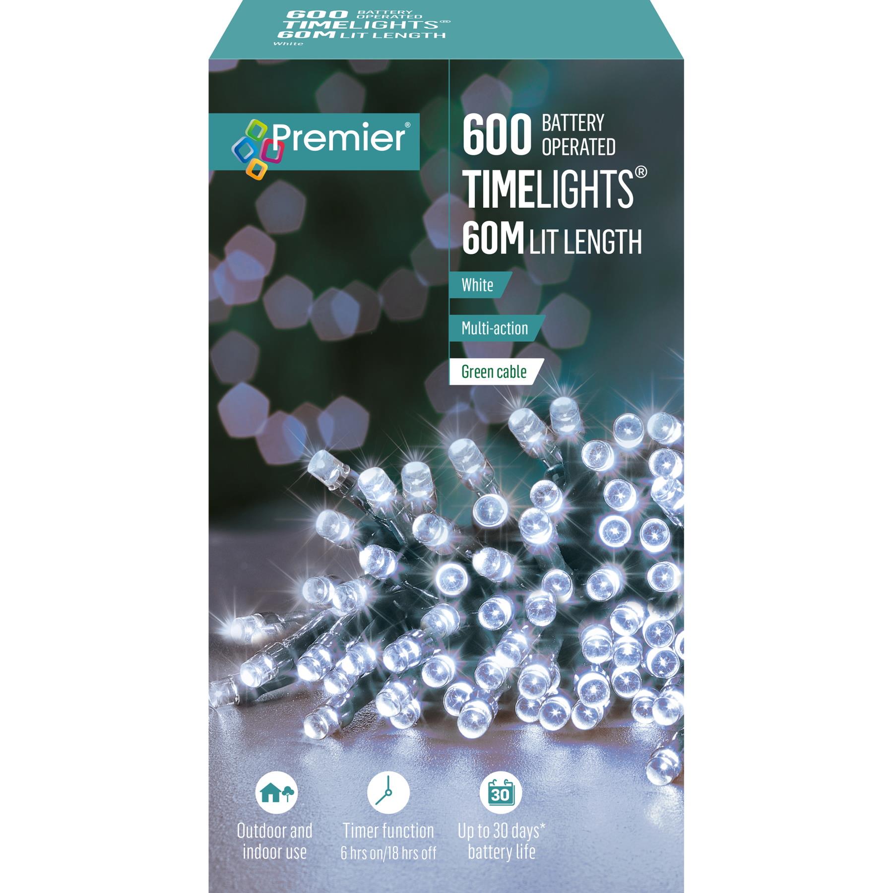 Cadena de luces de hadas de Navidad batería temporizador interior/exterior función 600 LED - Imagen 2 de 4