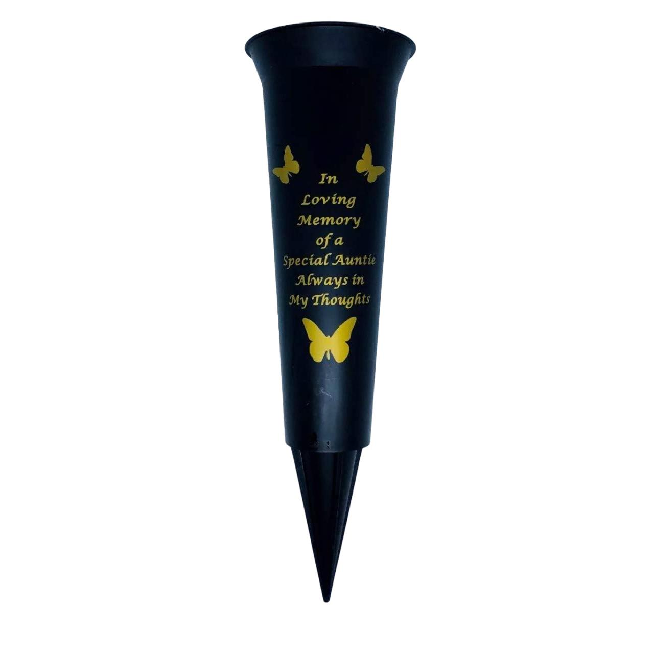 Grave Vases Flower Holder Cemetery Memorial Graveside Black with Spike - Picture 3 of 23