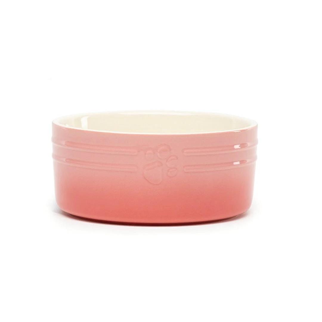 Hund Katze Futternapf Haustier alle Rassen Größen Wasser Untertasse Keramik elegant ombre rosa - Bild 9 von 15