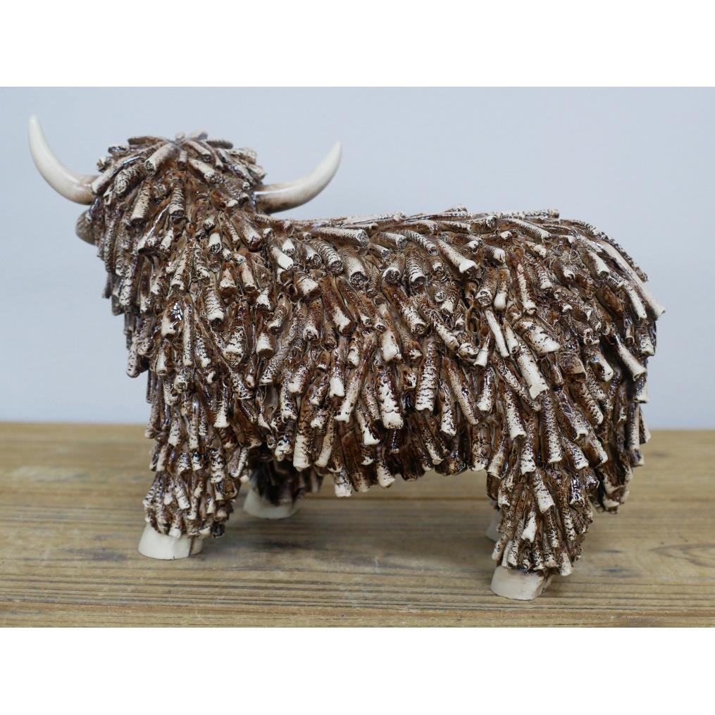 Standing Highland Cow Ornament Rustic Brown Twig Country Farmhouse Décor Statue - Picture 4 of 14