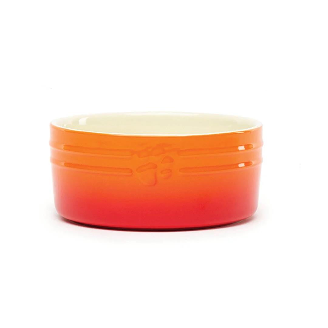 Hund Katze Futternapf Haustier alle Rassen Größen Wasser Untertasse Keramik elegant ombre orange - Bild 9 von 14