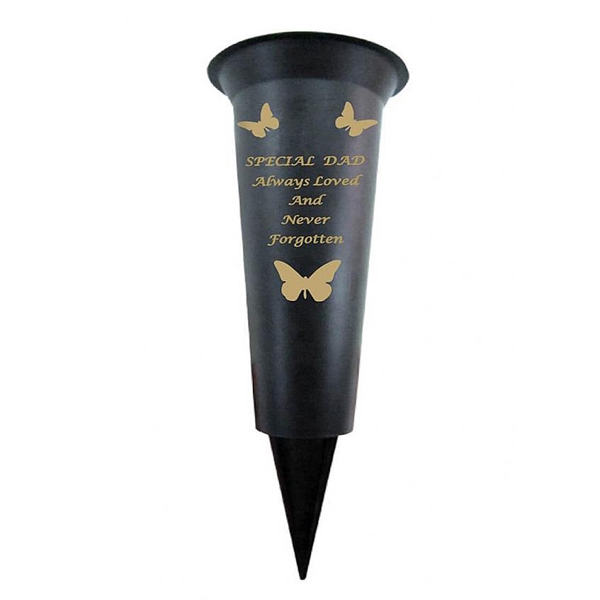 Grave Vases Flower Holder Cemetery Memorial Graveside Black with Spike - Picture 5 of 23