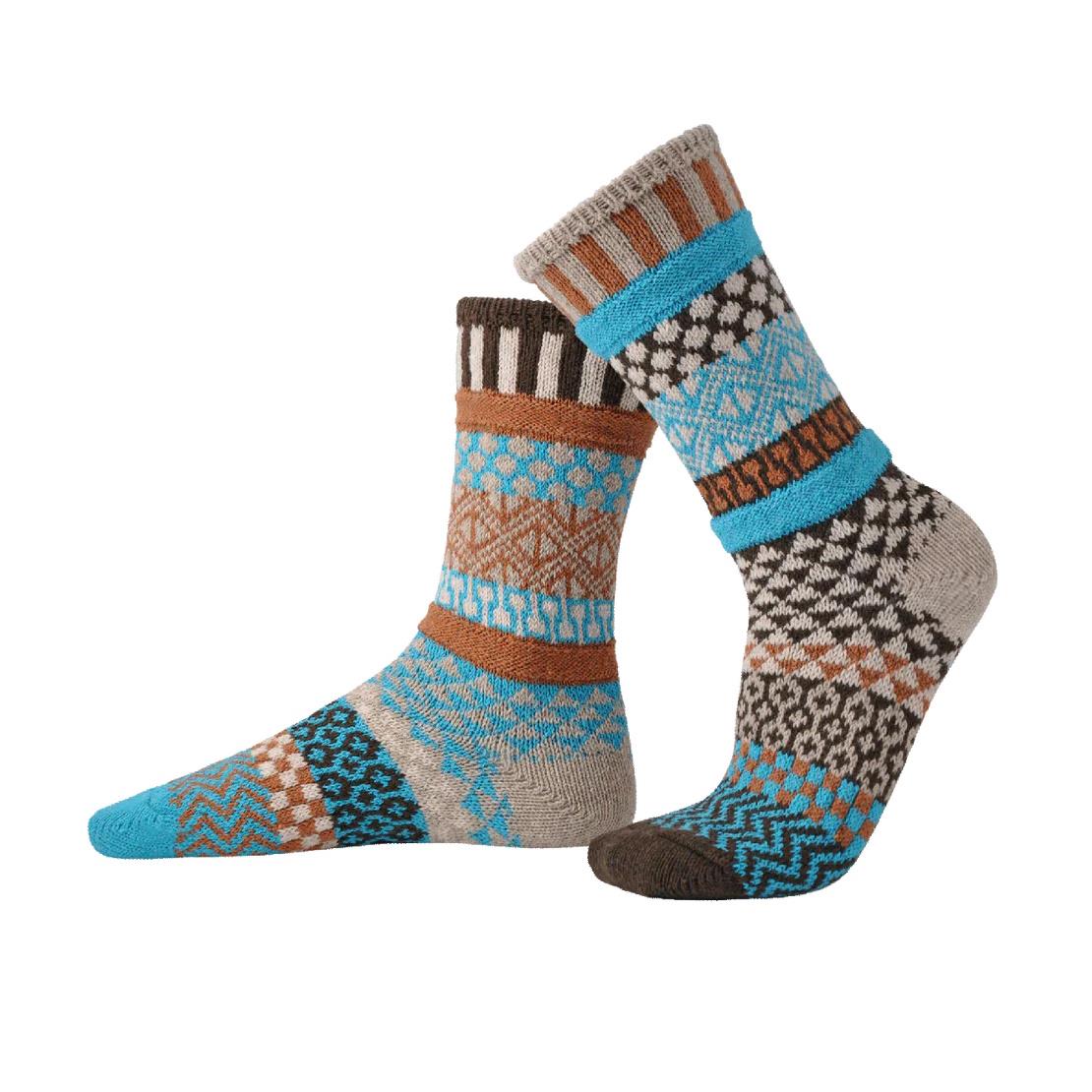 Unisex Crew Wool Socks Mismatched Premium Merino Wool Blend Vibrant Soft Solmate