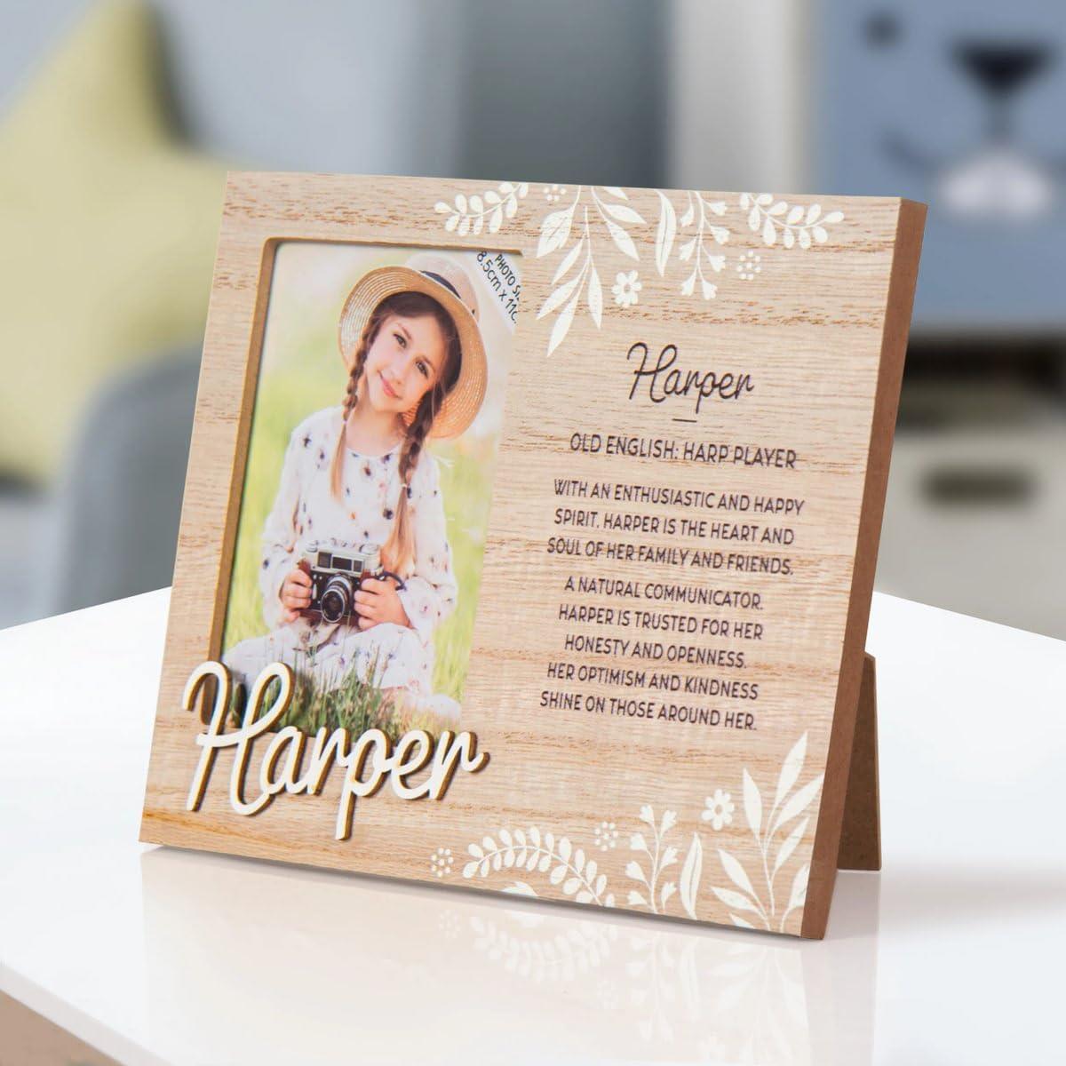 Wooden Picture Frame Personalised Kids Unique Gift Rustic Poems Girls Names A-Z - Picture 50 of 97