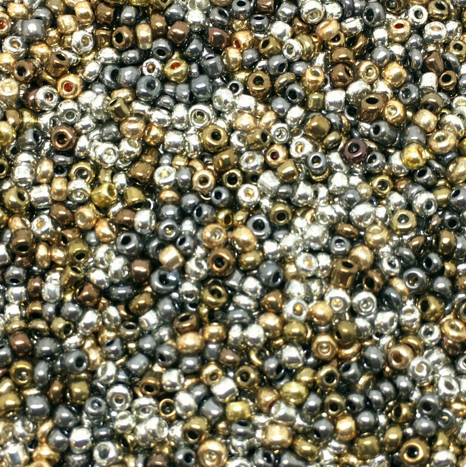 Metallic & Iris glass seed beads - size 11/0 (approx 2mm) 50g pack, pick colour - Picture 12 of 17