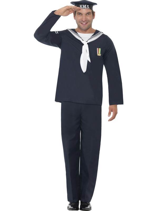 MENS NAVAL SEAMAN NAVY SAILOR BLUE UNIFORM SEA MAN FANCY DRESS COSTUME