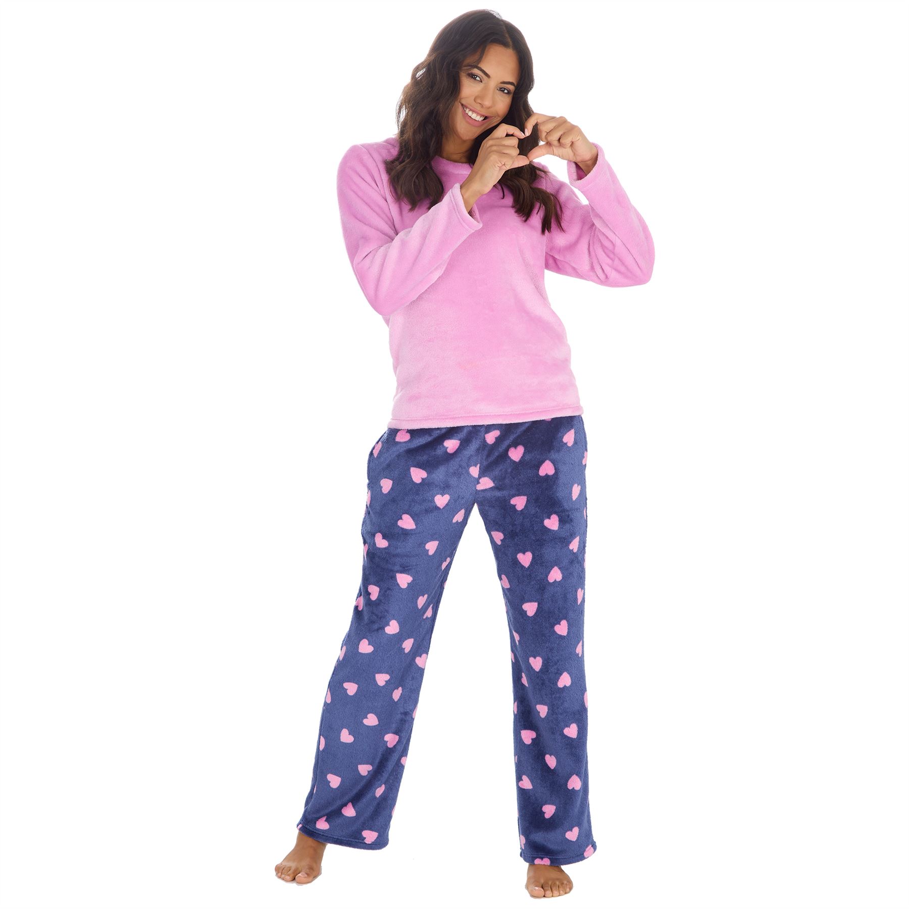 Womens Fleece Pyjamas Ladies Lounge Pyjama Nightwear Set Size 8-22 - Picture 28 of 40