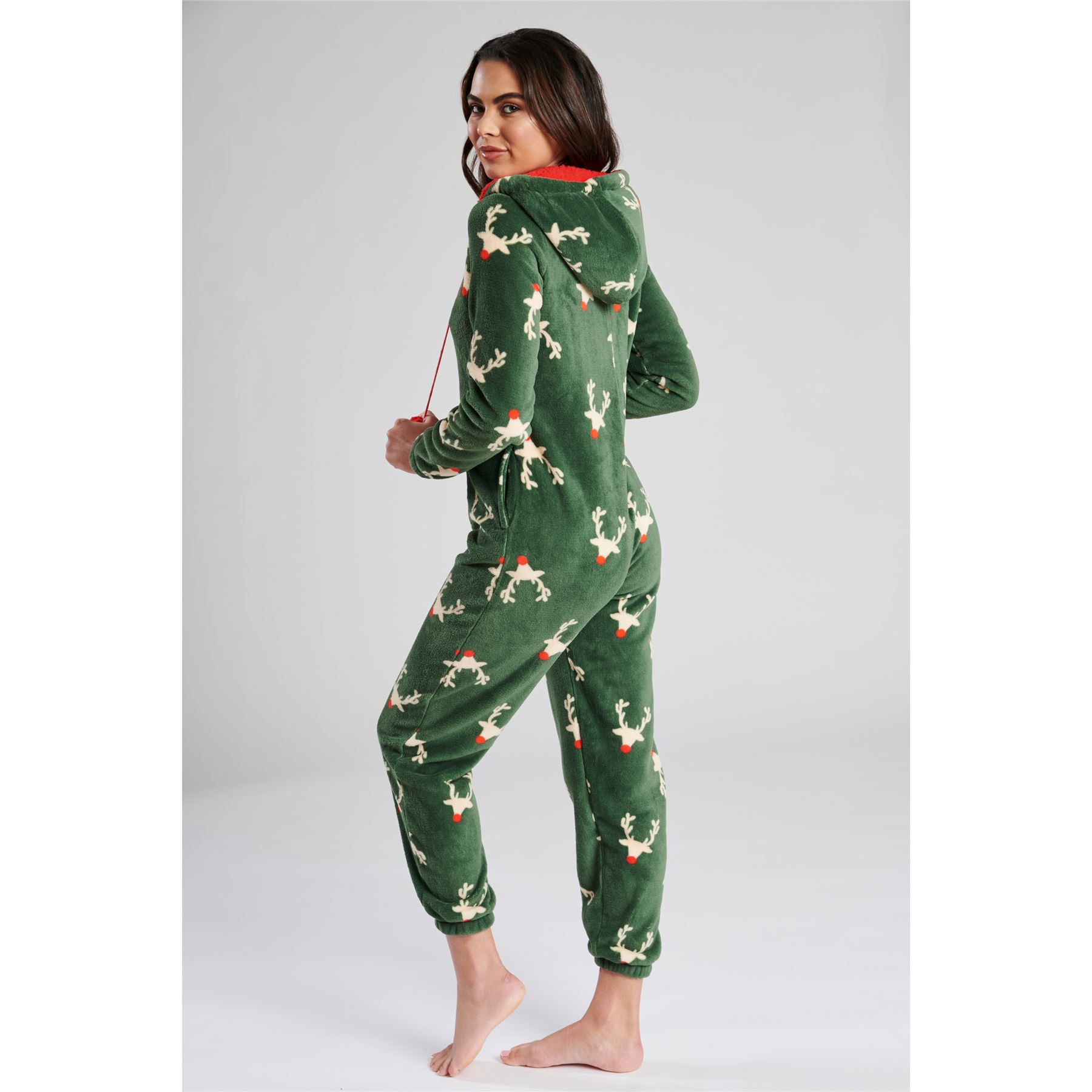 Ladies/Womens/Girls Fleece All In One Pyjamas Outfit Costume Hood Size 6-22 - Picture 69 of 215