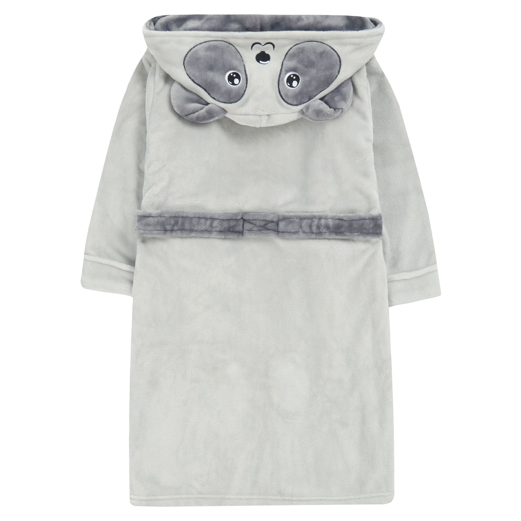 Girls Panda Dressing Gown Novelty Hooded Soft Fleece Grey Robe Age 7-13 Years - Picture 14 of 18
