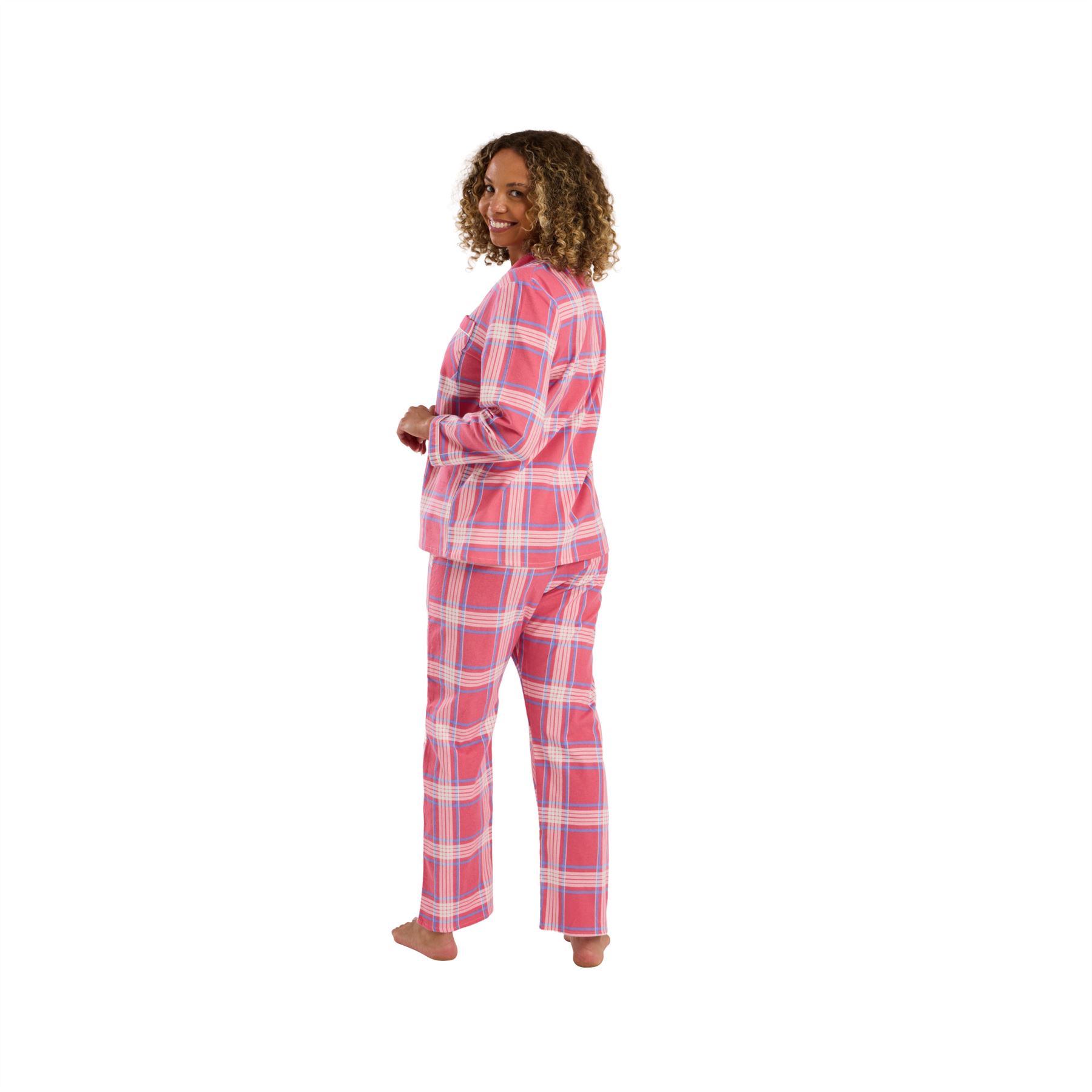 100% Brushed Cotton Pyjamas Ladies Winceyette Pyjama Set Size 8-26 - Picture 75 of 104