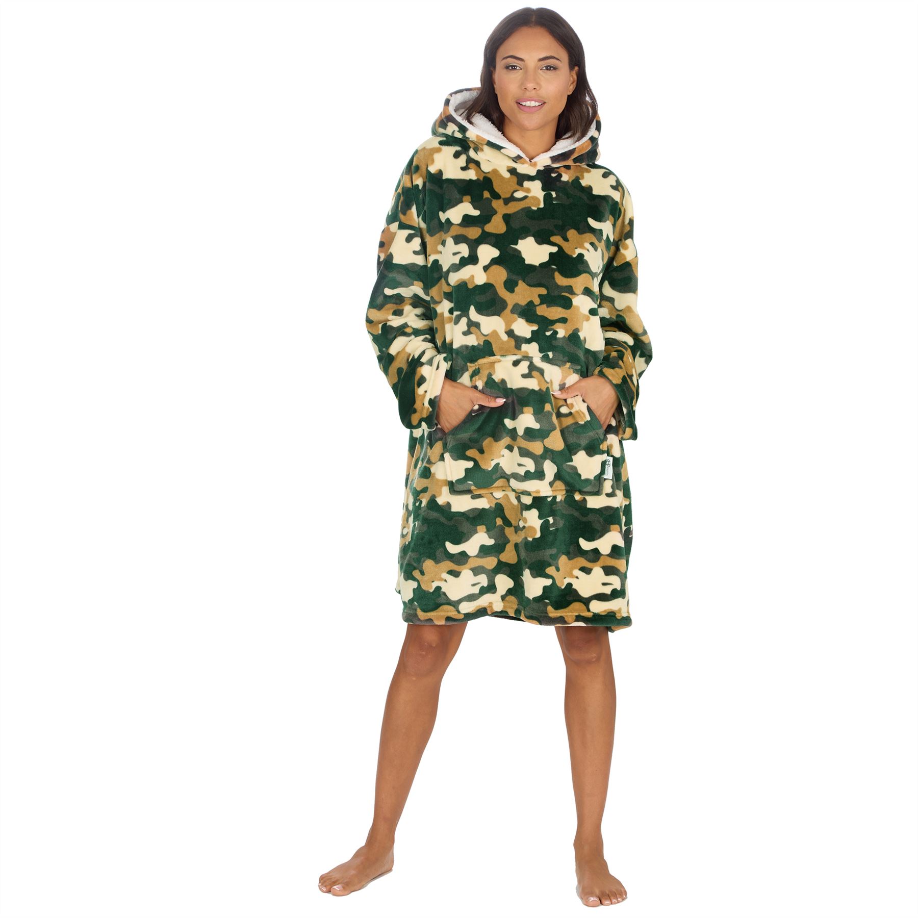 Hombres Mujeres Sudadera con Capucha de Gran Tamaño Polar Manta con Capucha Adulto Juego Jugador Bata Camuflada - Imagen 15 de 48
