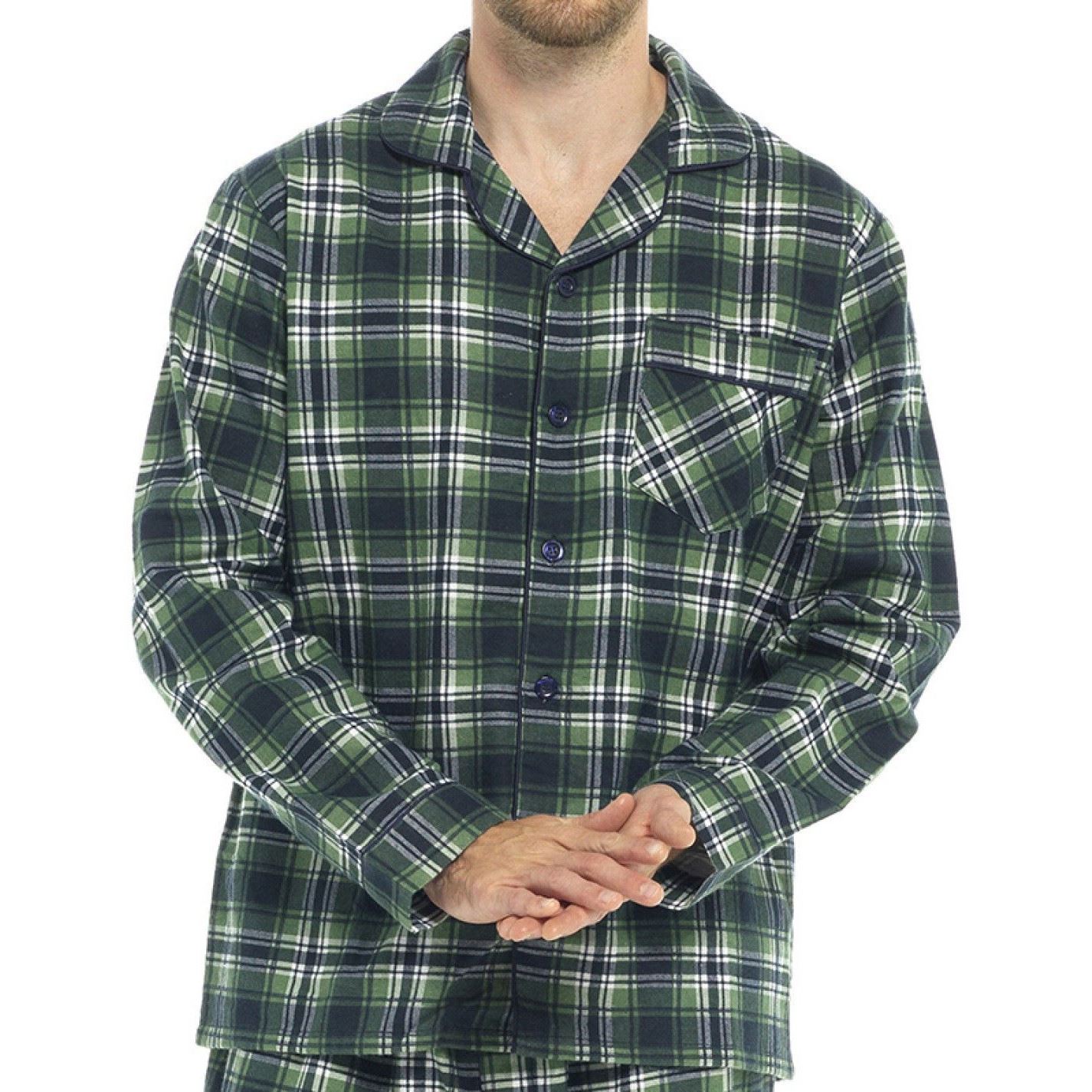 Herren-Pyjama-Set aus 100 % gebürstete Baumwolle Flanell kariert gestreift traditionelle PJs - Bild 25 von 28