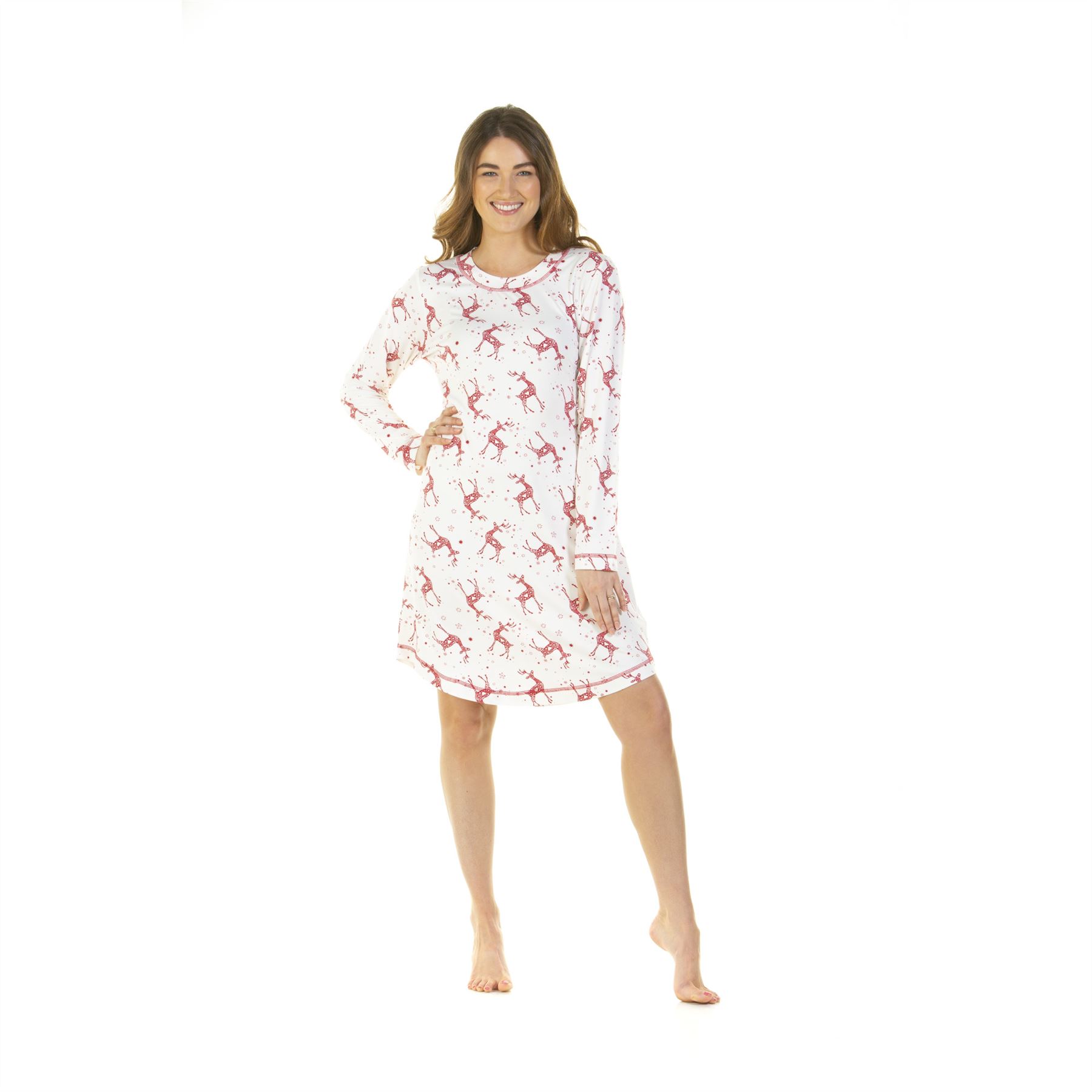 Womens Nightdress Long Sleeve Jersey Knit Ladies Nightie UK 8-22 - Picture 28 of 45