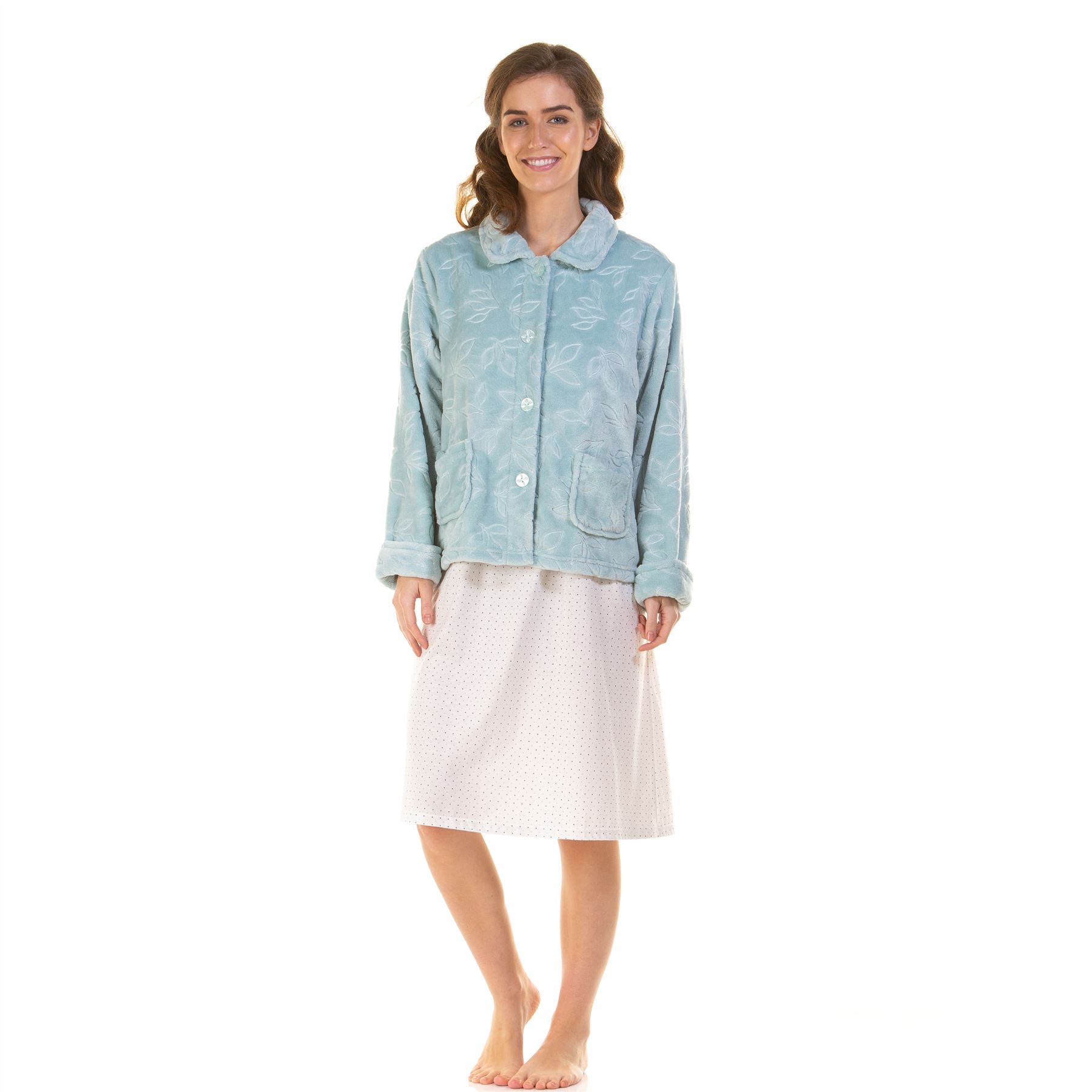 Womens/Ladies Fleece Button Through Robe/Dressing Gown Size 10-24 - Picture 20 of 21