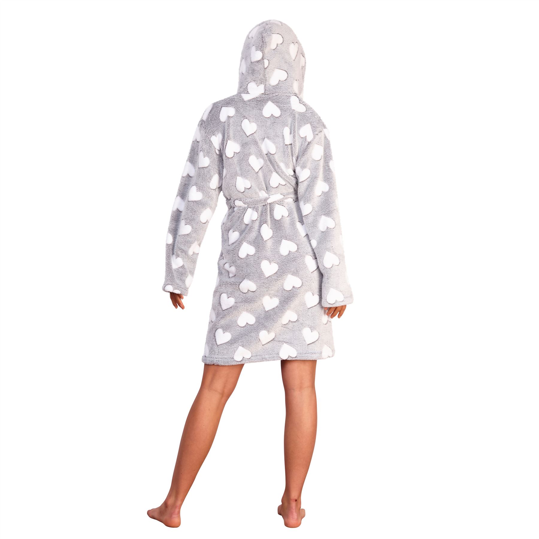 Womens Fleece Robe Dressing Gown With Novelty Hood Ladies Girls Size 8-22 - Picture 48 of 75