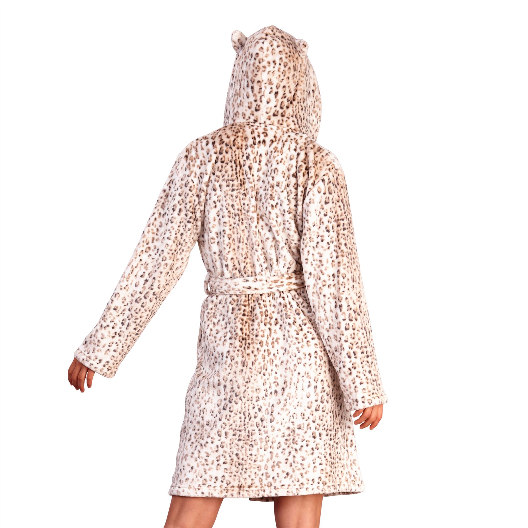 Womens Fleece Robe Dressing Gown With Novelty Hood Ladies Girls Size 8-22 - Picture 51 of 75