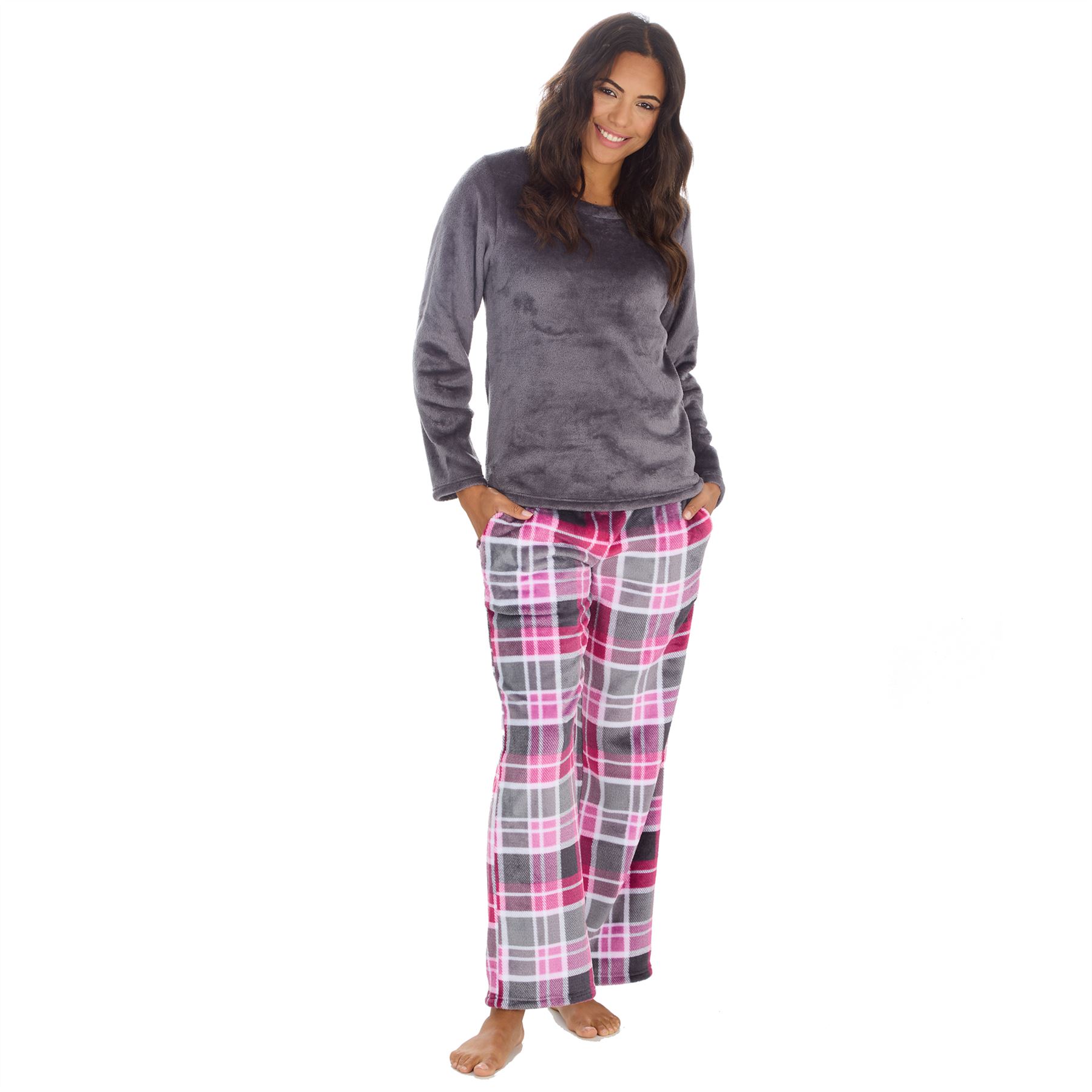 Womens Fleece Pyjamas Ladies Lounge Pyjama Nightwear Set Size 8-22 - Picture 36 of 40