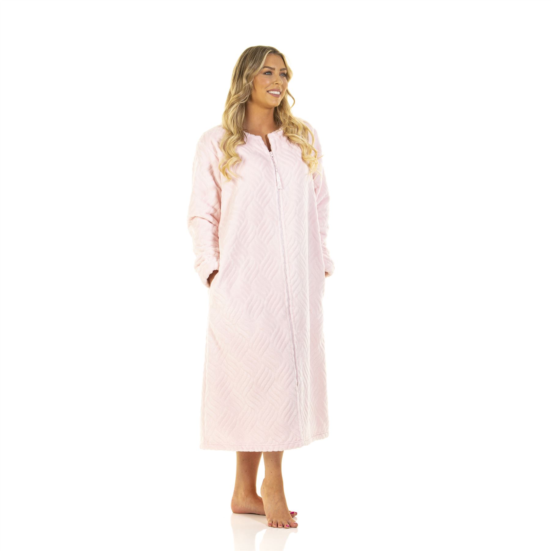 Womens/Ladies Fleece Button Through Robe/Dressing Gown Size 10-24 - Picture 18 of 21