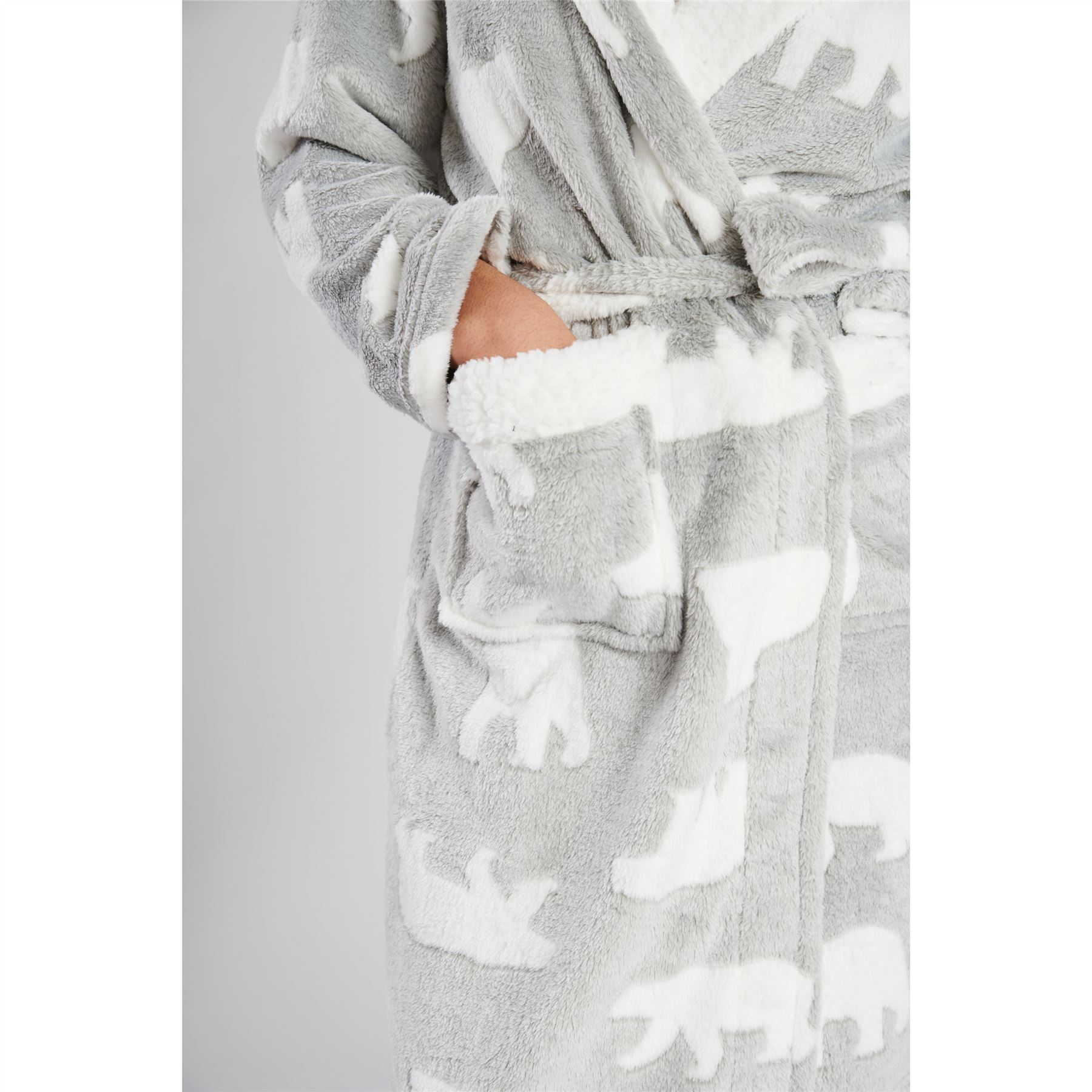 Womens Fleece Robe Dressing Gown With Novelty Hood Ladies Girls Size 8-22 - Picture 36 of 75